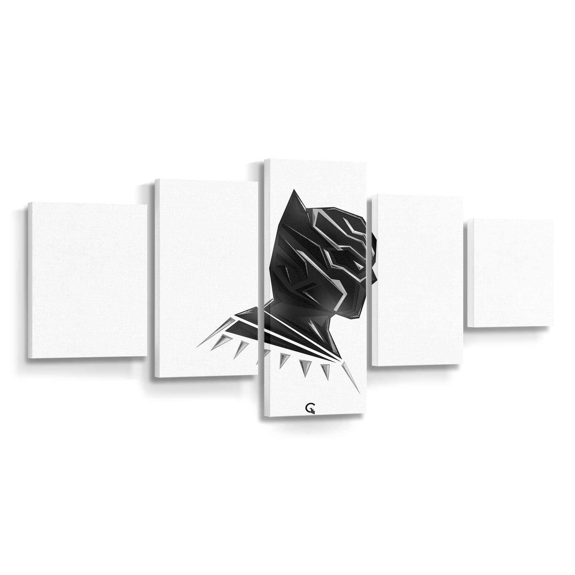 Black Panther Pophead Minimal Leinwandbild - Marvel Wandbild 