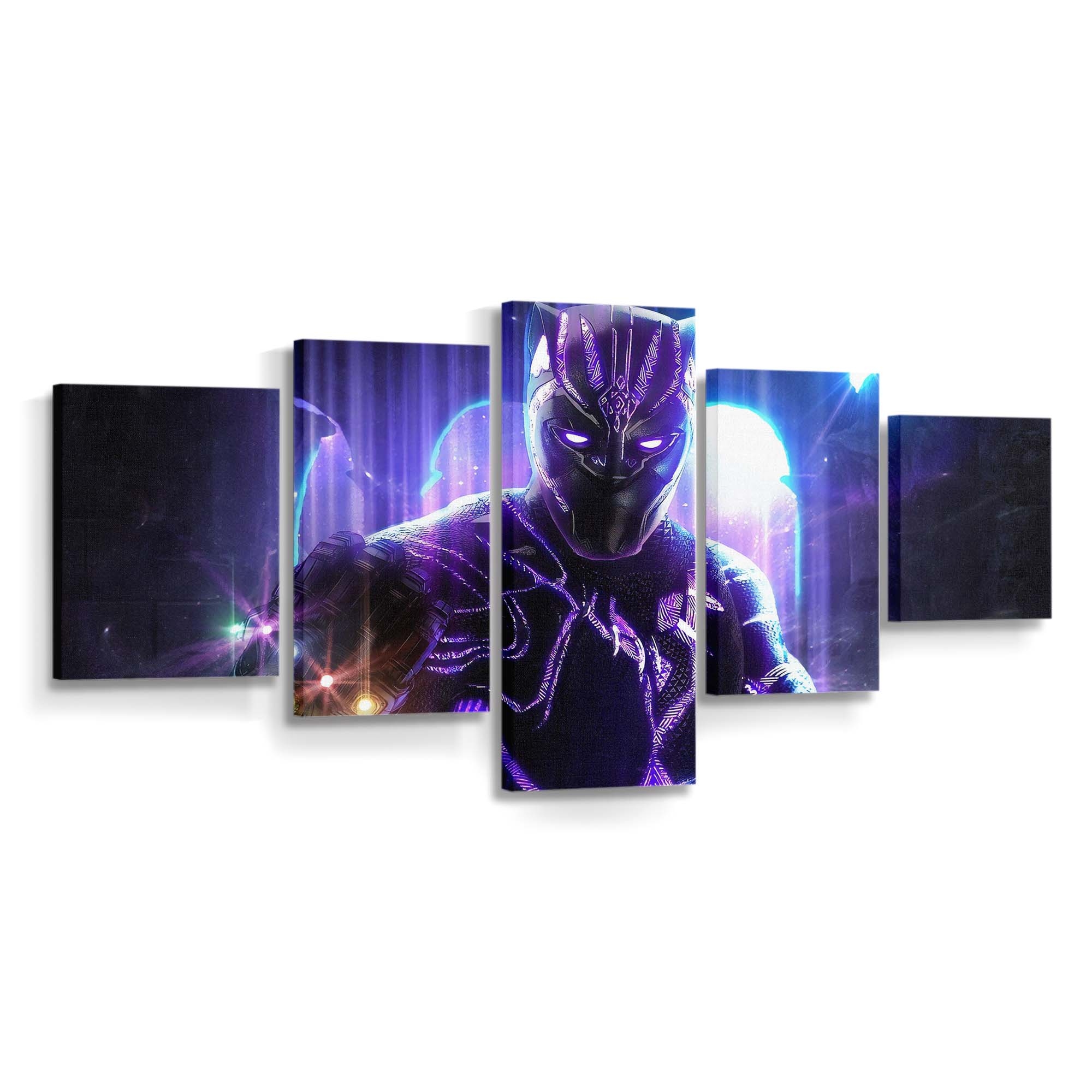 Black Panther mit Infinity Gauntlet Leinwandbild - Marvel Wandbild 