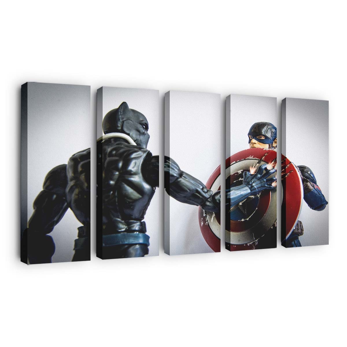 Black Panther und Captain America Schild Leinwandbild - Marvel Wandbild
