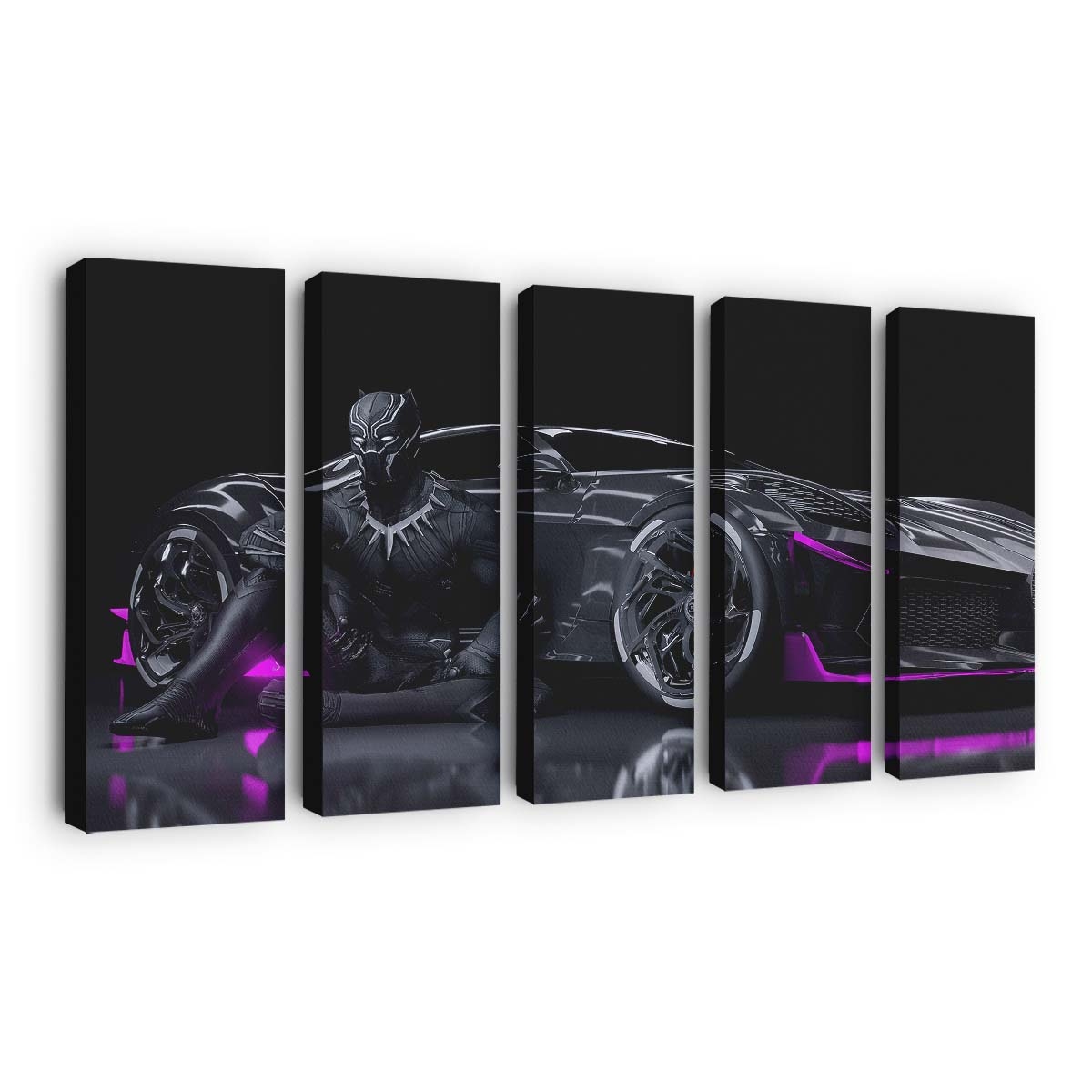 Black Panther Bugatti Chiron La Voiture Noire Leinwandbild - Marvel Wandbild