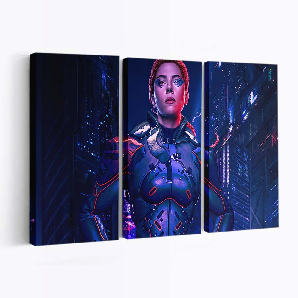 Black Widow Cyberpunk Leinwandbild Marvel Wandbild