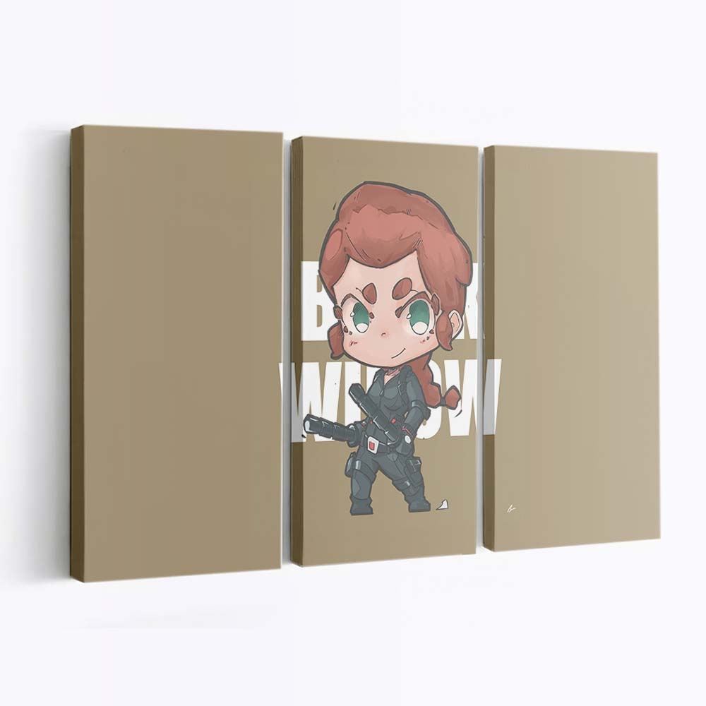 Black Widow Minimal Chibbi Leinwandbild Marvel Wandbild