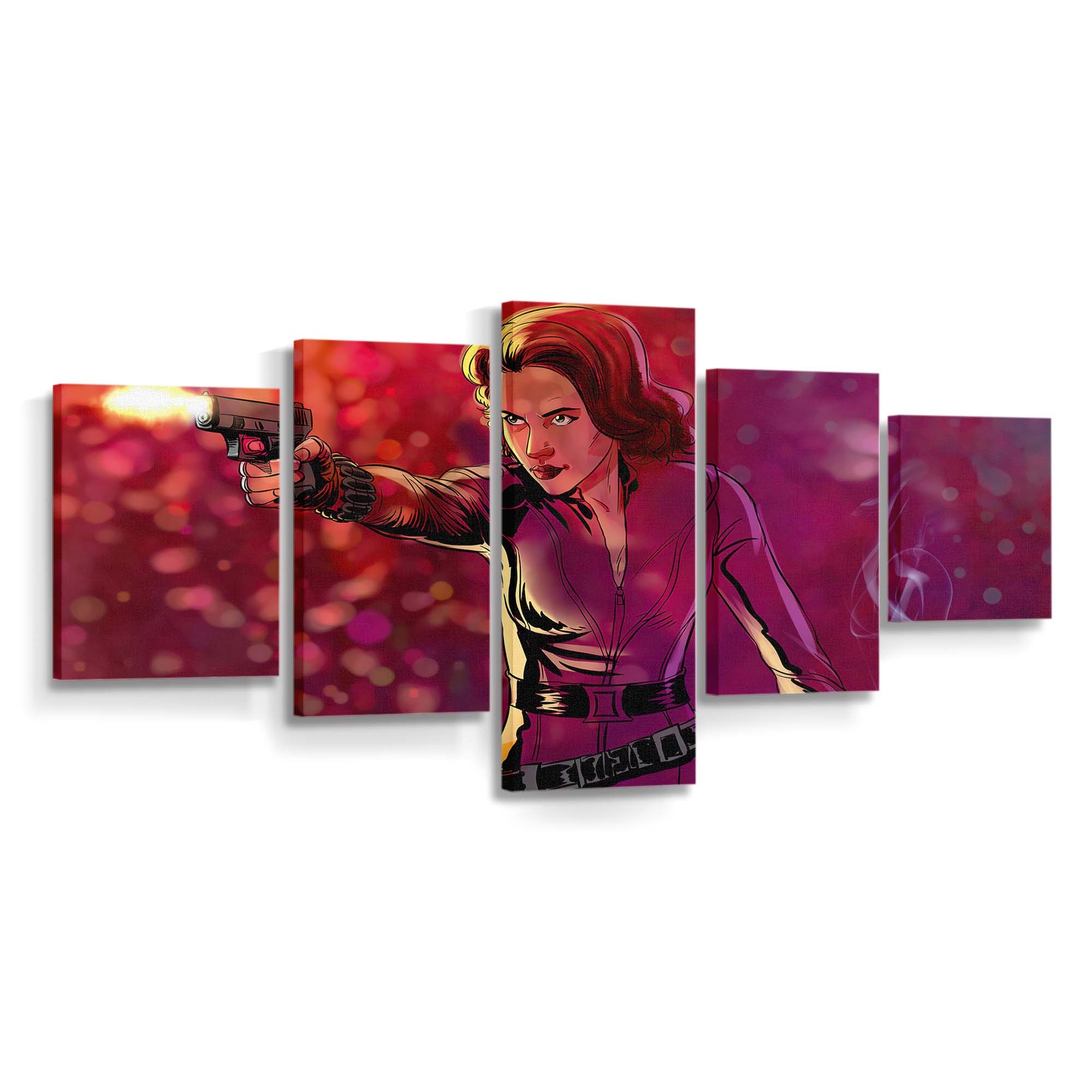 Black Widow Shooting With Two Guns Leinwandbild Marvel Wandbild 