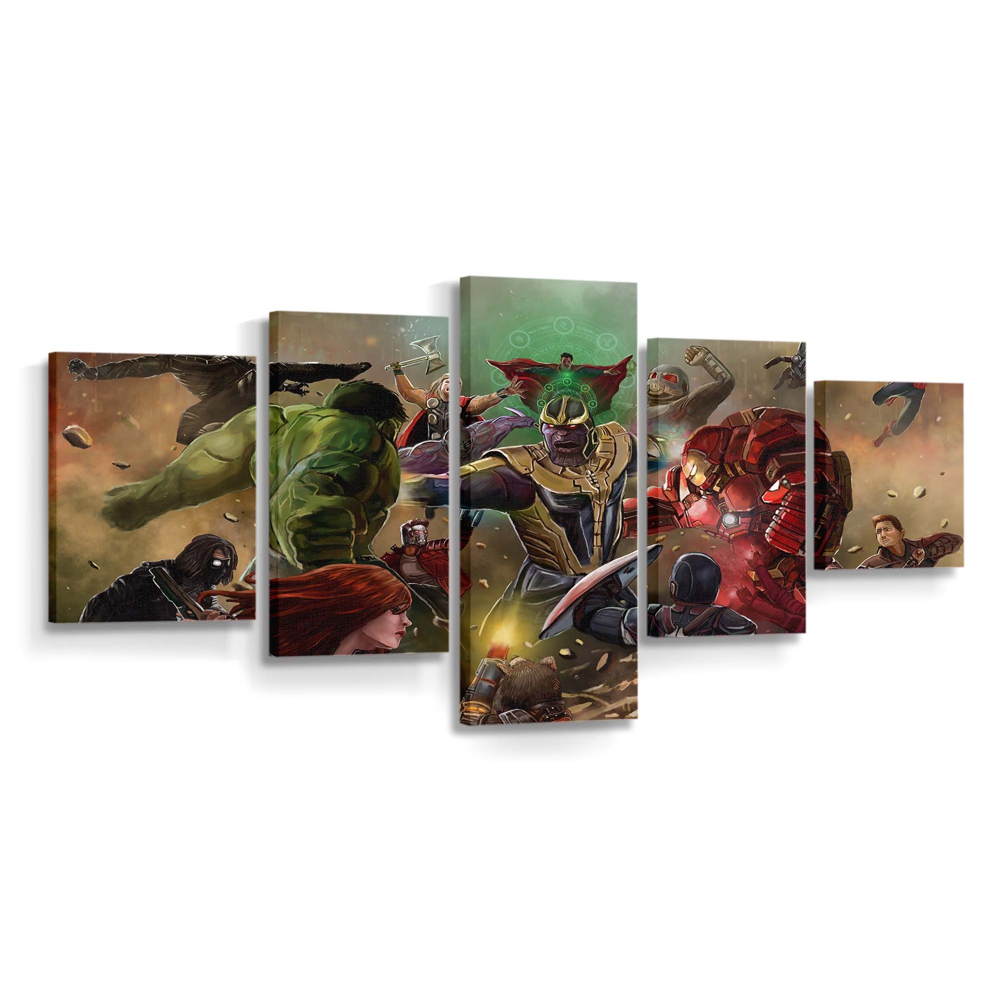 Thanos Beating All The Avengers In Avengers Infinity War Artwork Leinwandbild Marvel Wandbild 