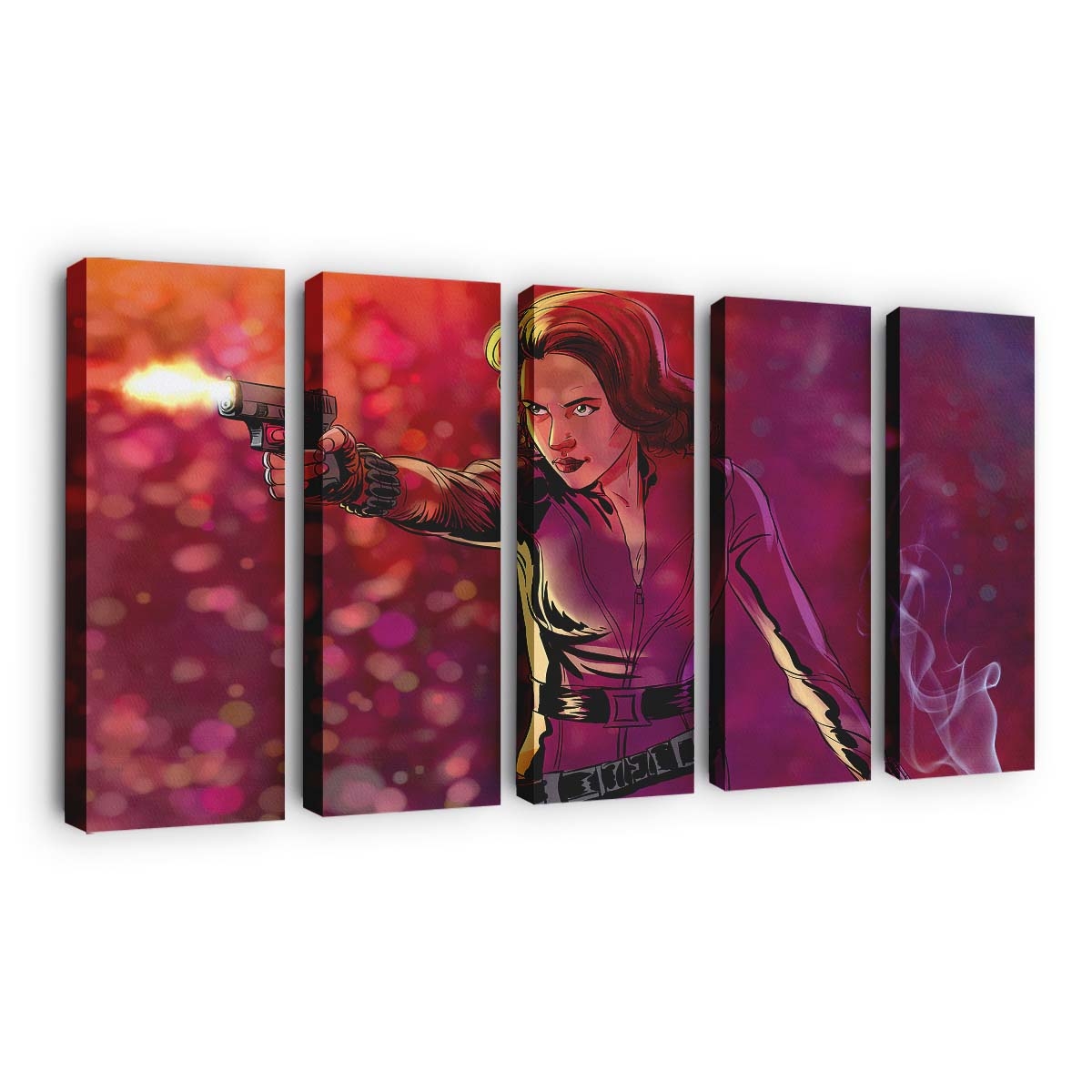Black Widow Shooting With Two Guns Leinwandbild Marvel Wandbild