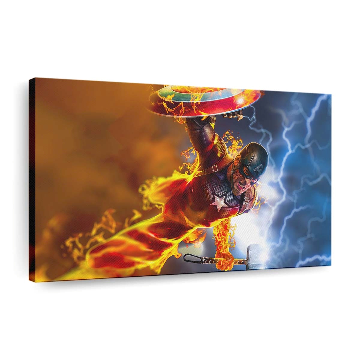 Captain Amerika Brennender Hammer Leinwandbild - Marvel Wanddeko