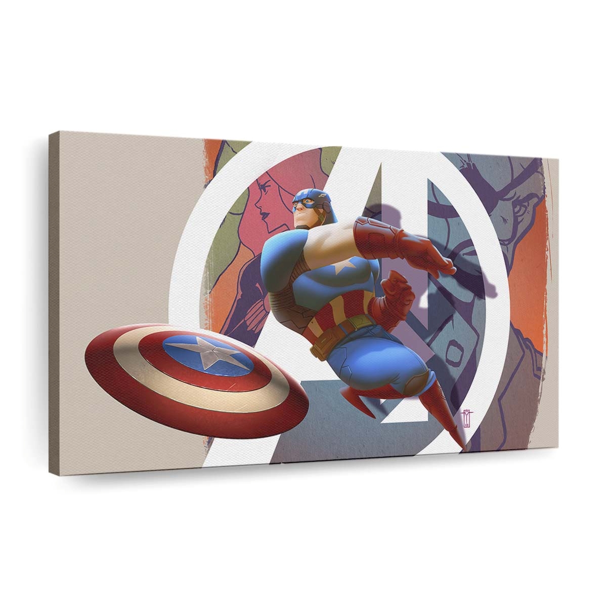 Captain Amerika Illustration Leinwandbild - Marvel Wanddeko
