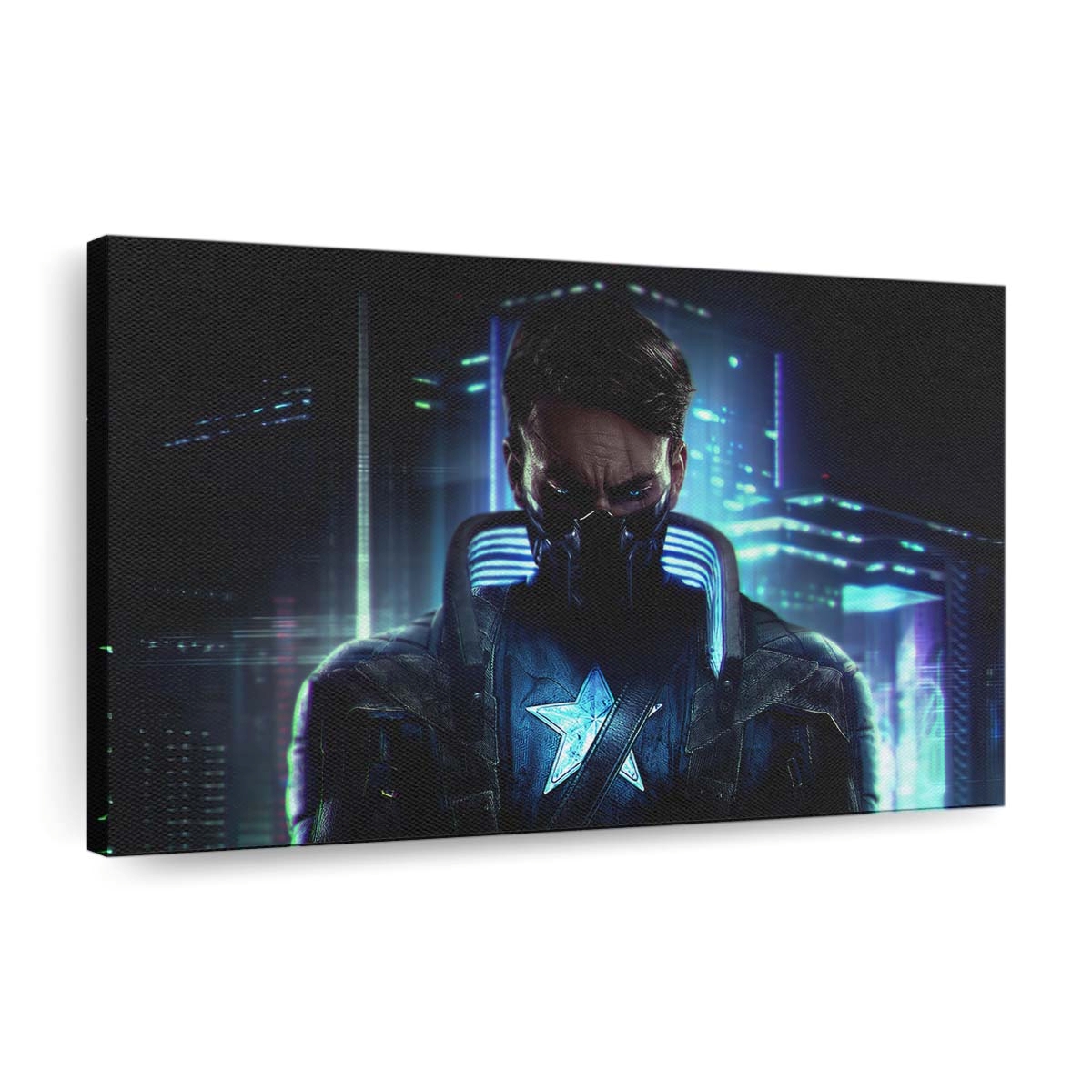 Captain Amerika X Cyberpunk Leinwandbild - Marvel Wanddeko