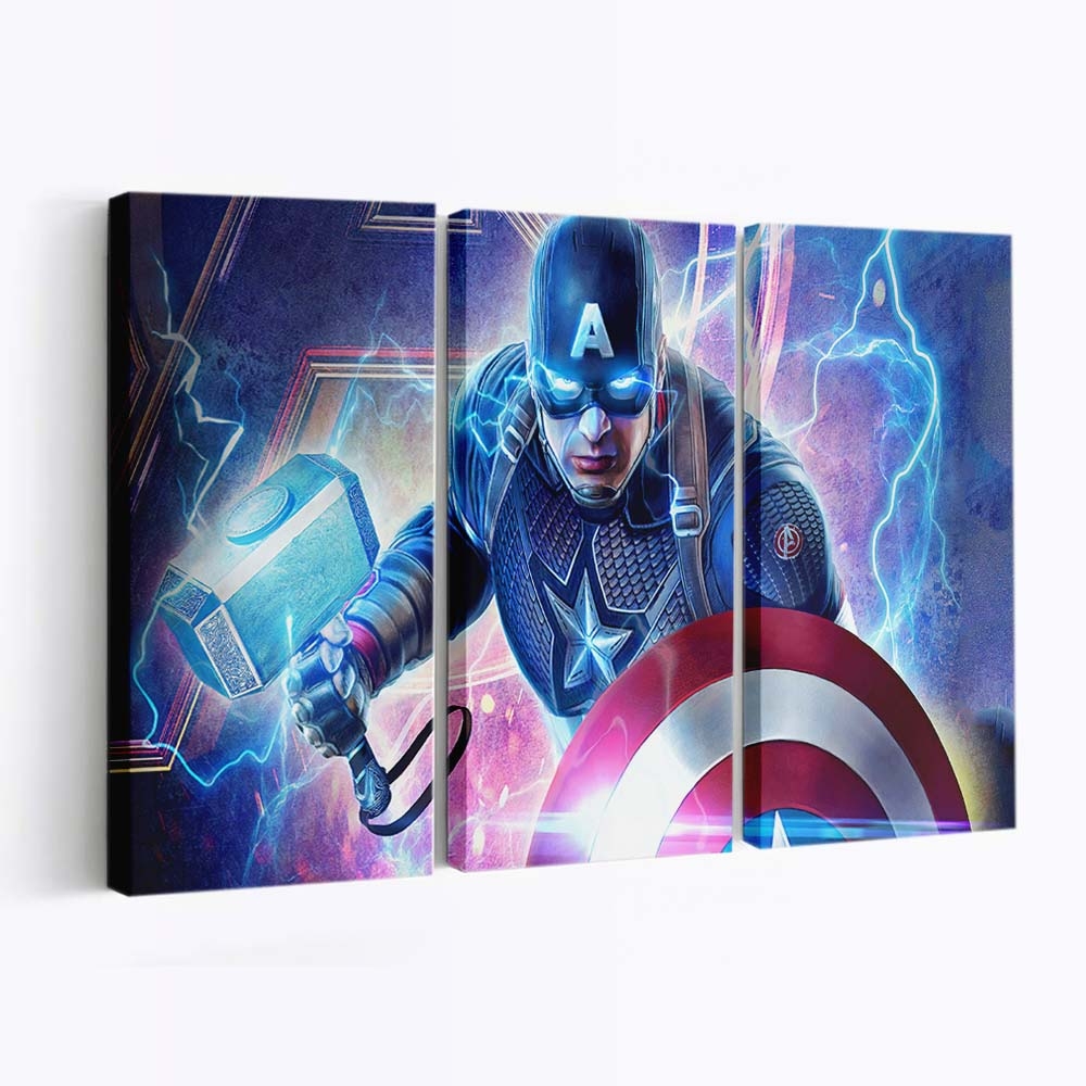 2019 Captain Amerika Mjolnir Avengers Endgame Leinwandbild - Marvel Wanddeko