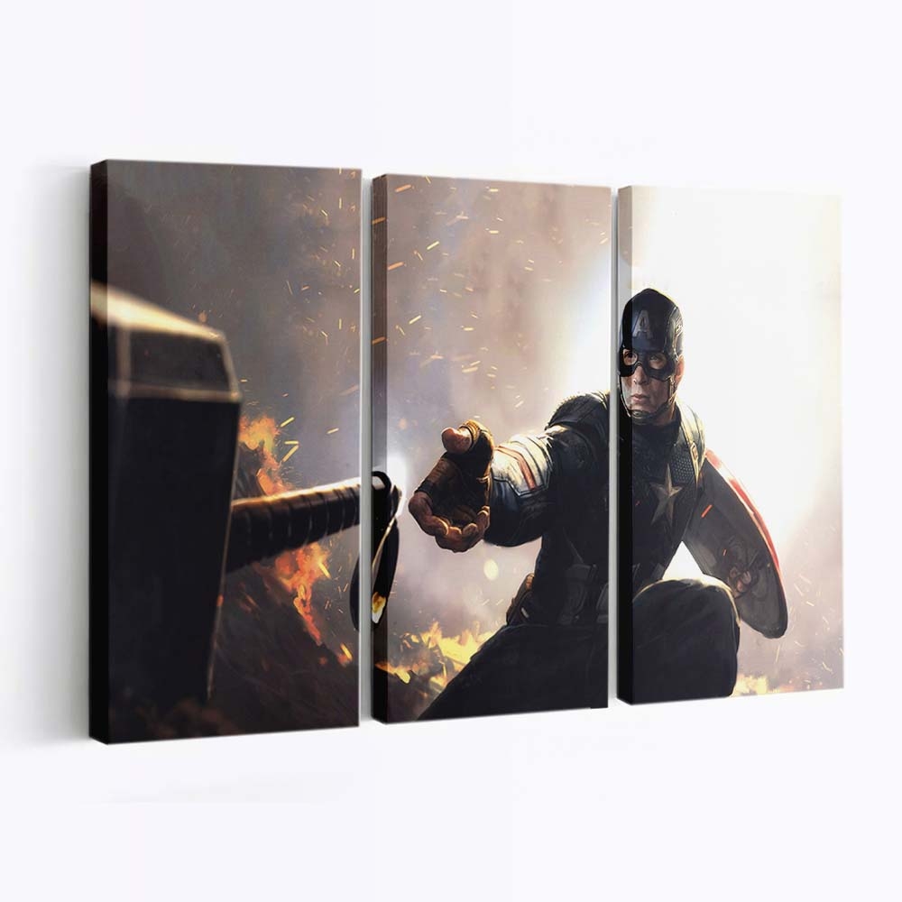 Captain Amerika Mjolnir Avengers Endgame 2019 Leinwandbild - Marvel Wanddeko