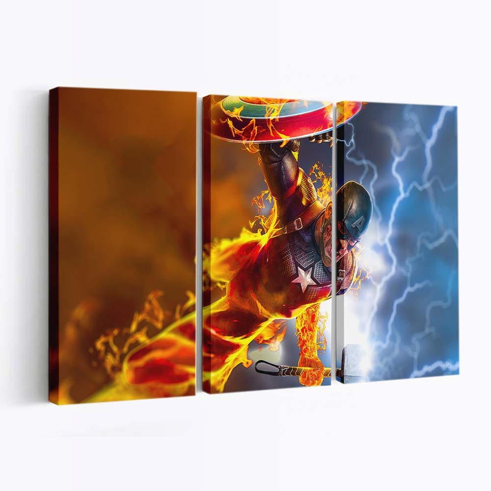 Captain Amerika Brennender Hammer Leinwandbild - Marvel Wanddeko