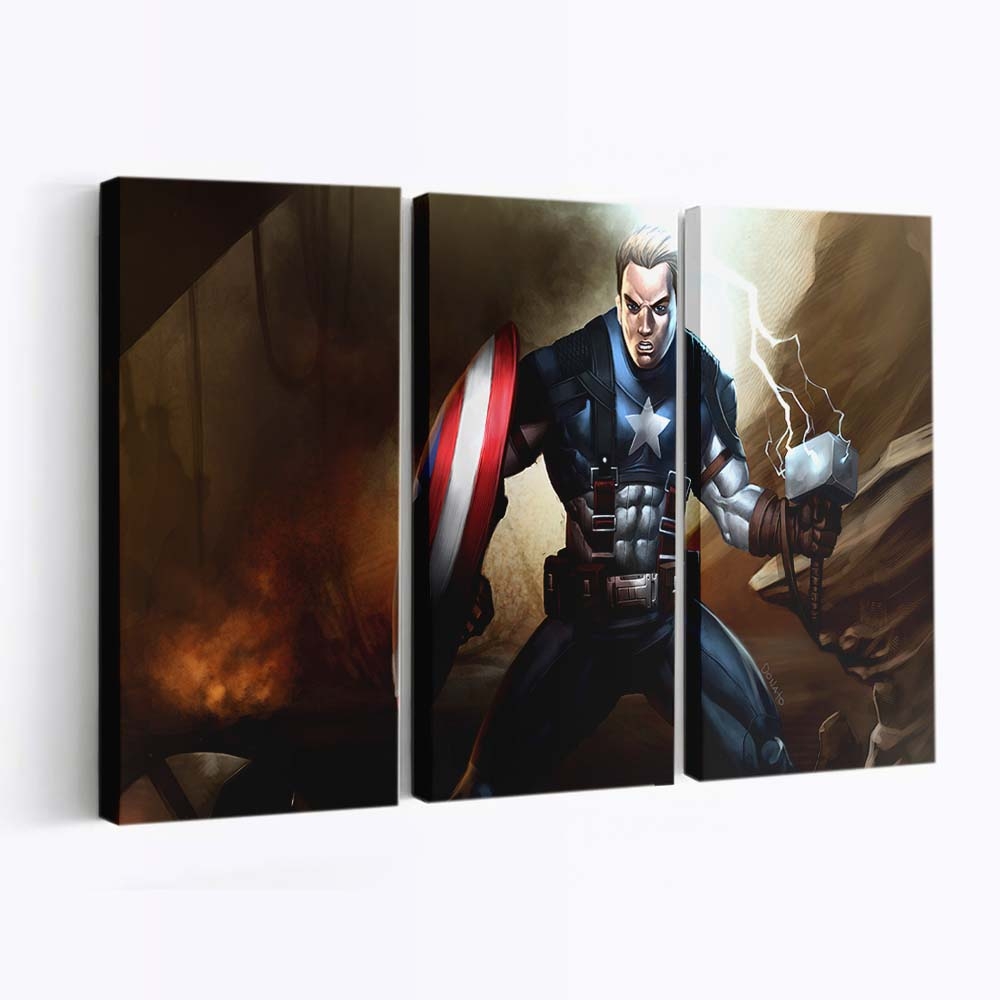 Captain Amerika Schild Hammer Leinwandbild - Marvel Wanddeko