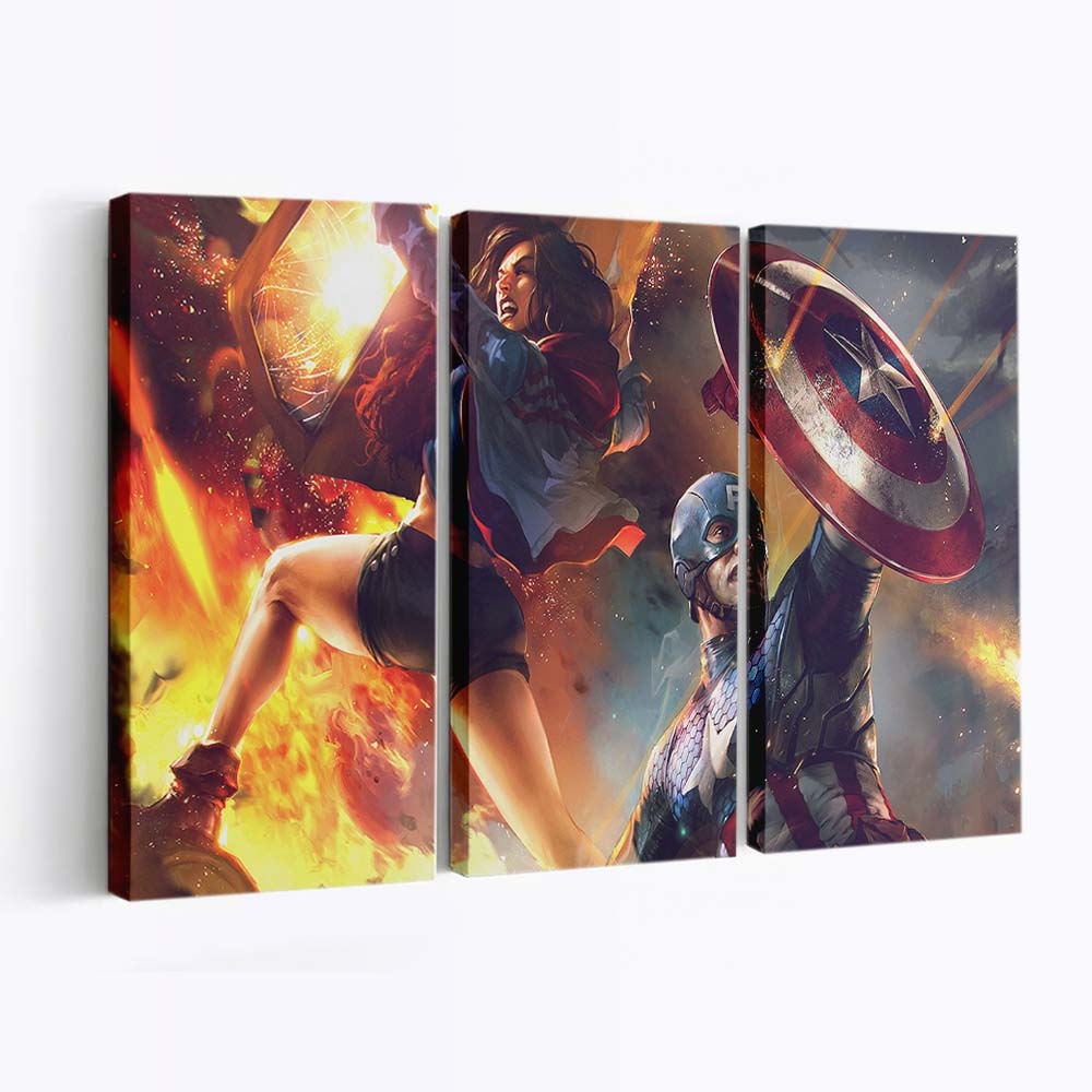Hauptmann Amerika und Fräulein Amerika Leinwandbild - Marvel Wanddeko