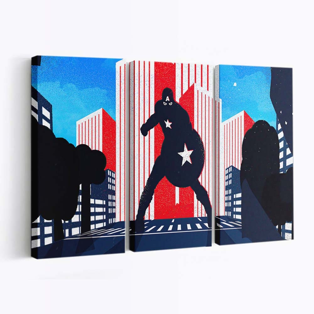 Captain Amerika Stadtlärm Minimal Leinwandbild - Marvel Wanddeko