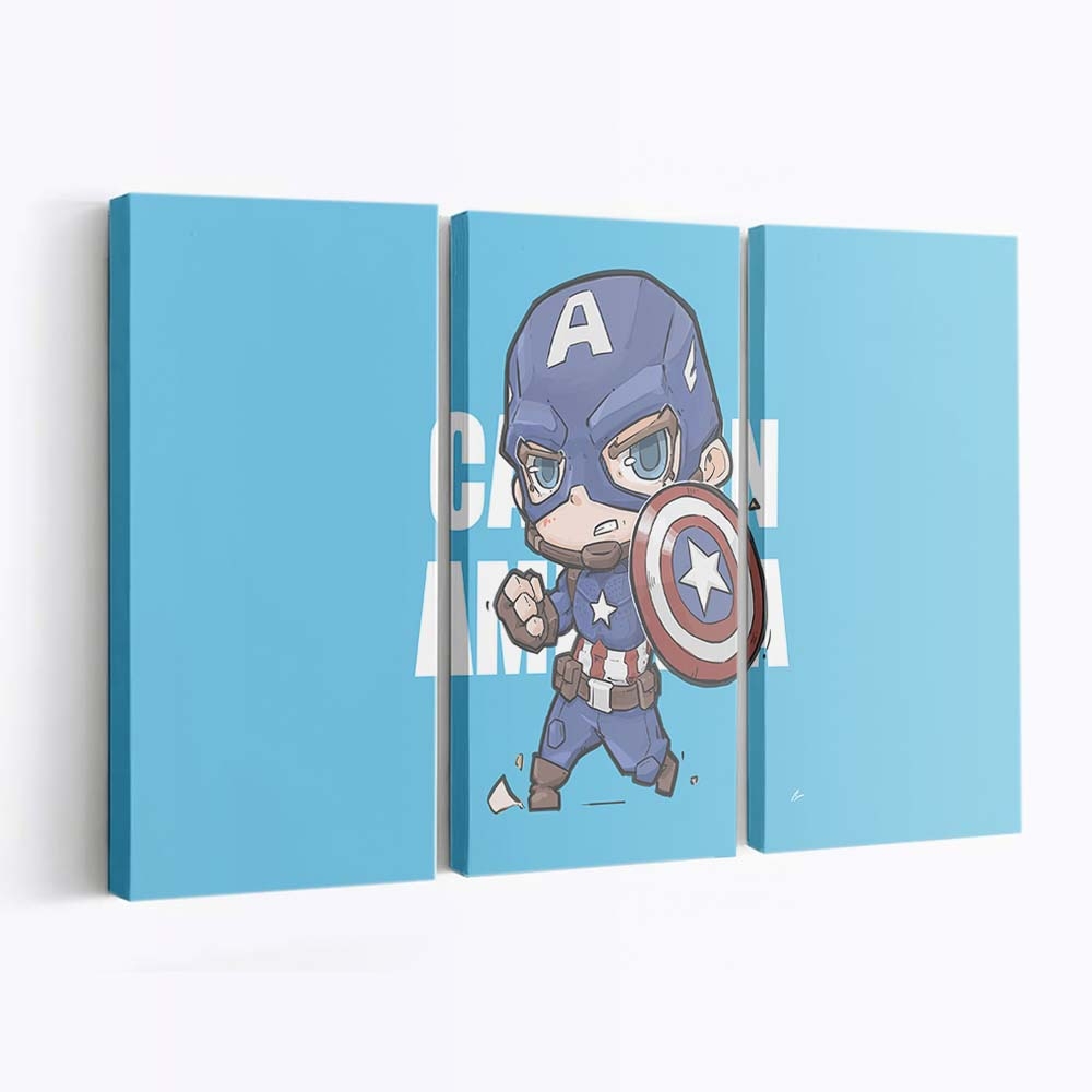 Captain Amerika Minimal Chibbi Leinwandbild - Marvel Wanddeko