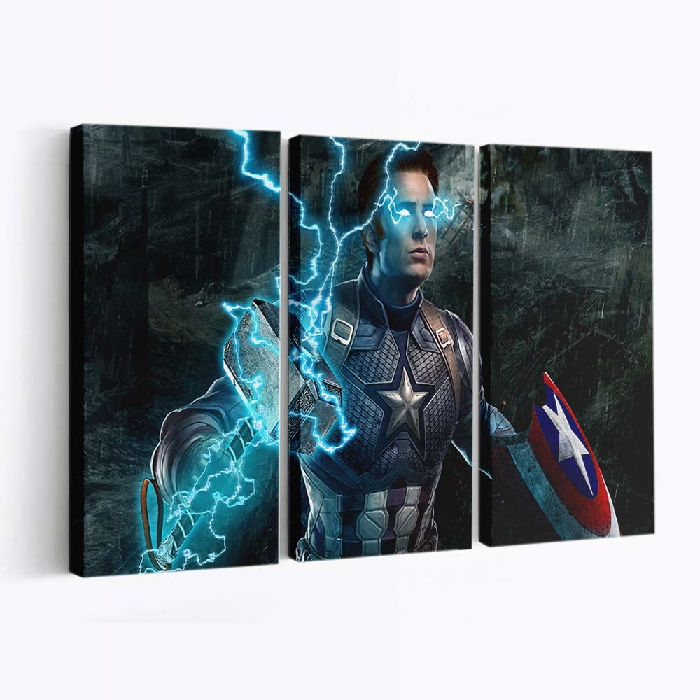 Captain Amerika Mjolnir Avengers Endgame Leinwandbild - Marvel Wanddeko