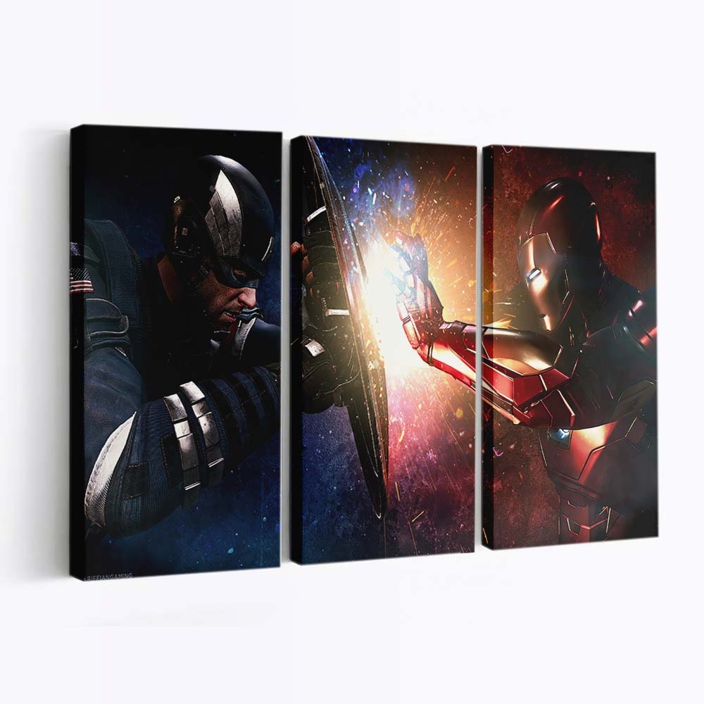Captain Amerika gegen Eisenmann Kampf Leinwandbild - Marvel Wanddeko