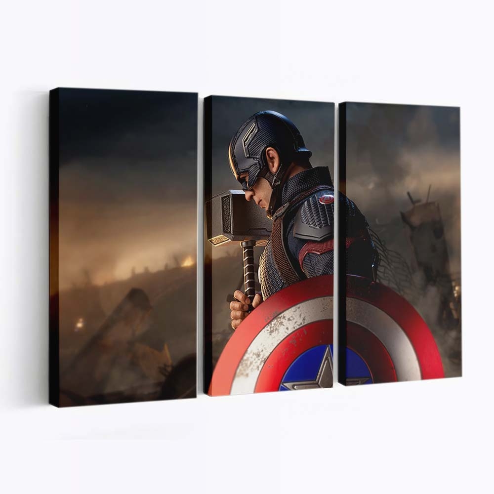 Captain America mit Hammer und Schild Leinwandbild - Marvel Wanddeko