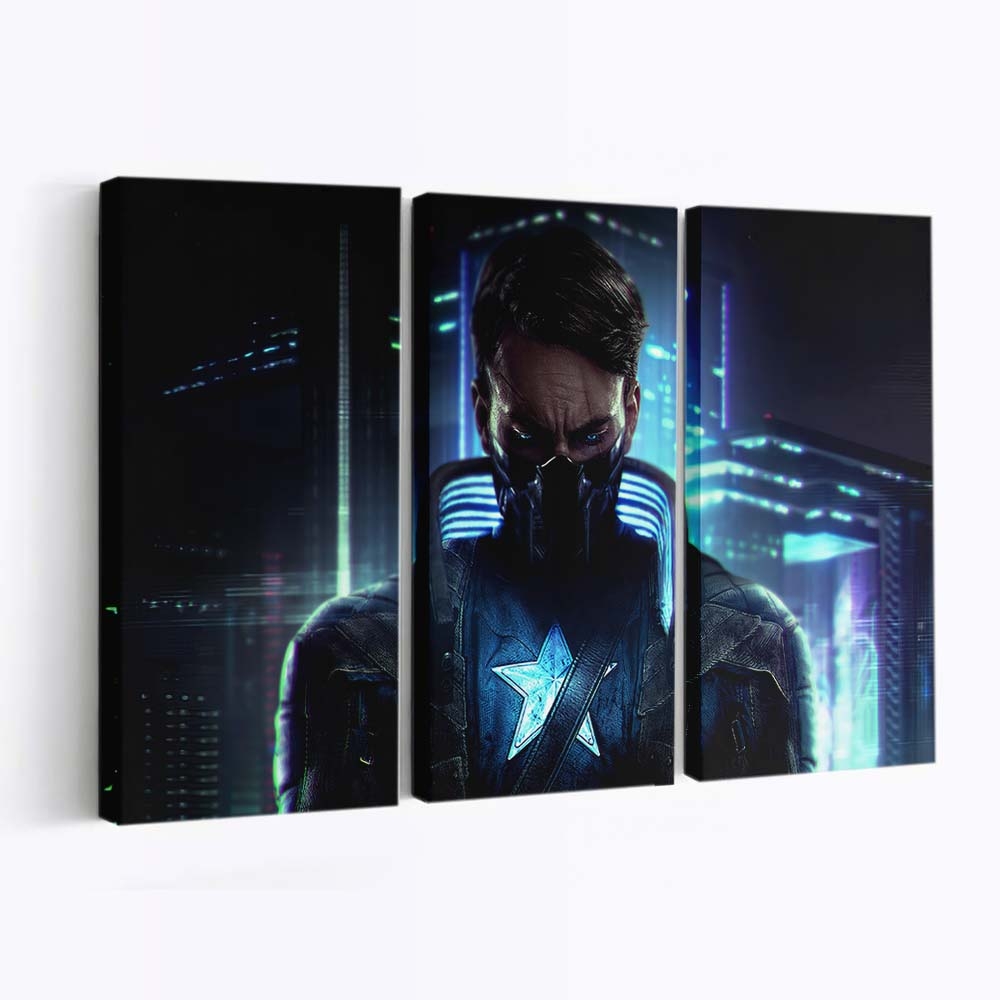 Captain Amerika X Cyberpunk Leinwandbild - Marvel Wanddeko