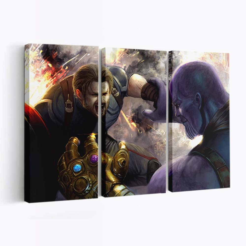 Captain gegen Thanos Leinwandbild - Marvel Wanddeko