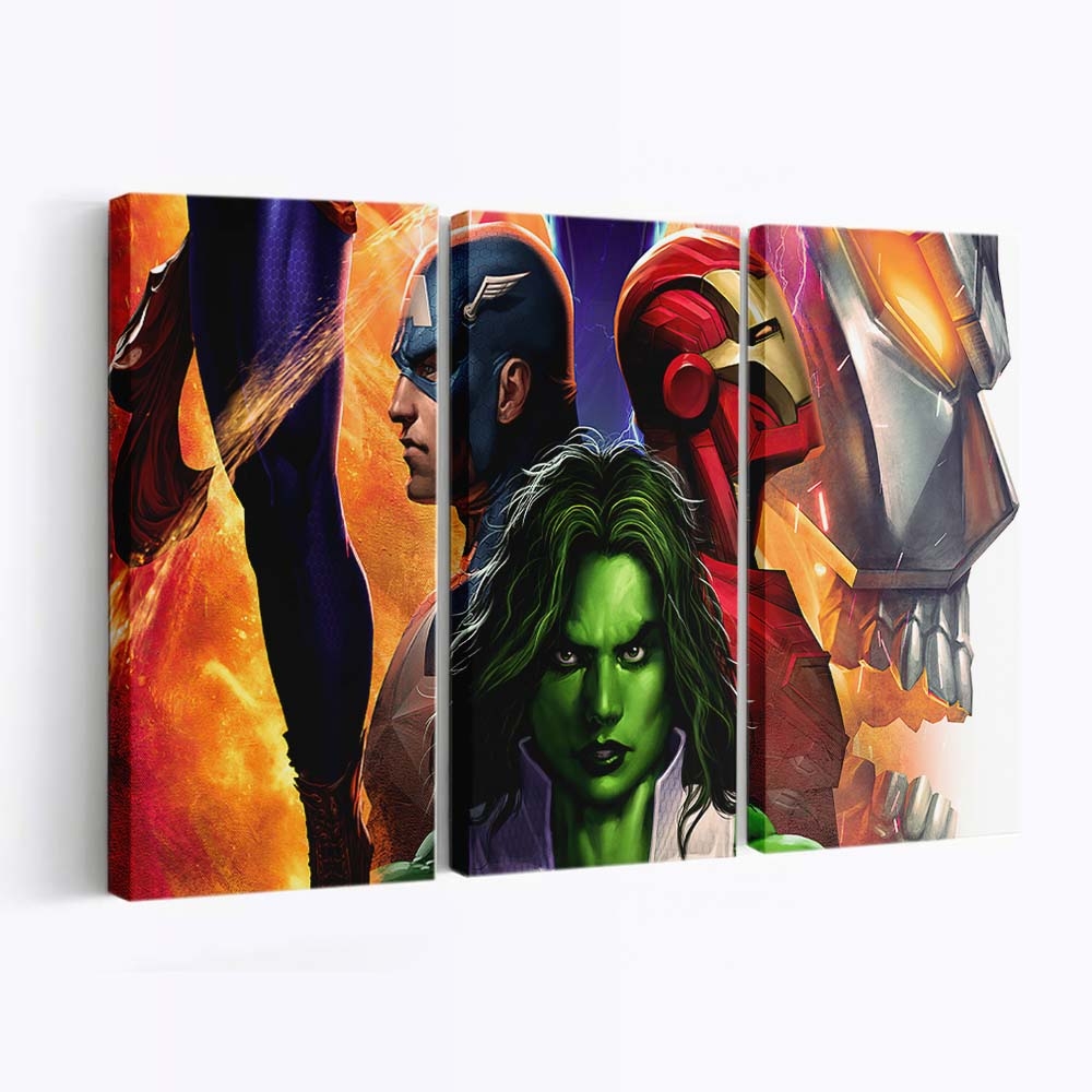 Eisenmann Captain Amerika Sie Hulk Leinwandbild - Marvel Wanddeko