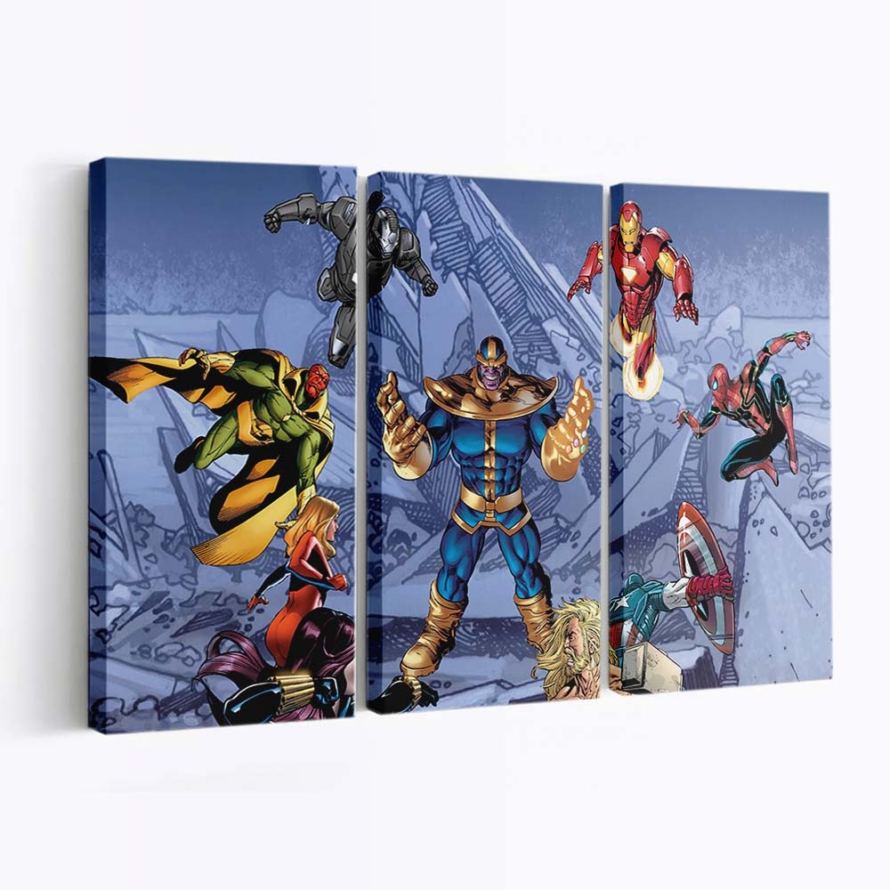 Thanos gegen Superhelden Leinwandbild - Marvel Wanddeko
