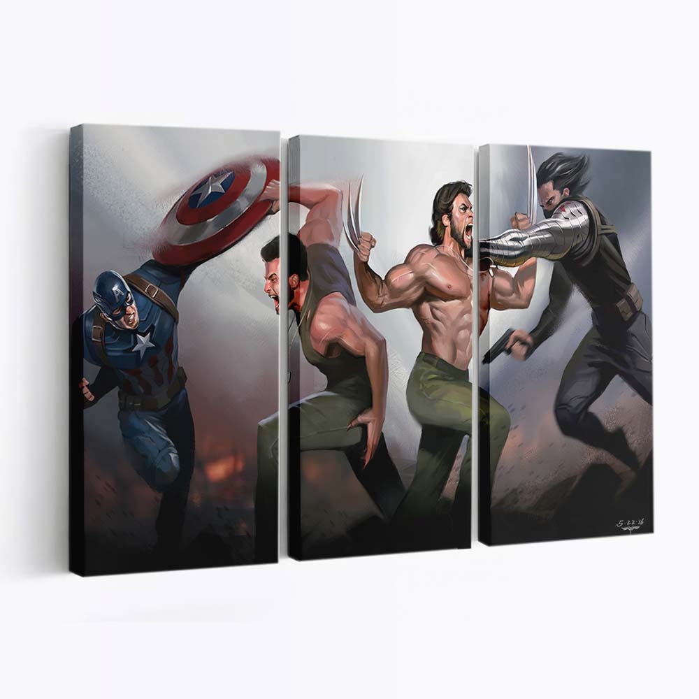 Wolverine und Captain Amerika Leinwandbild - Marvel Wanddeko
