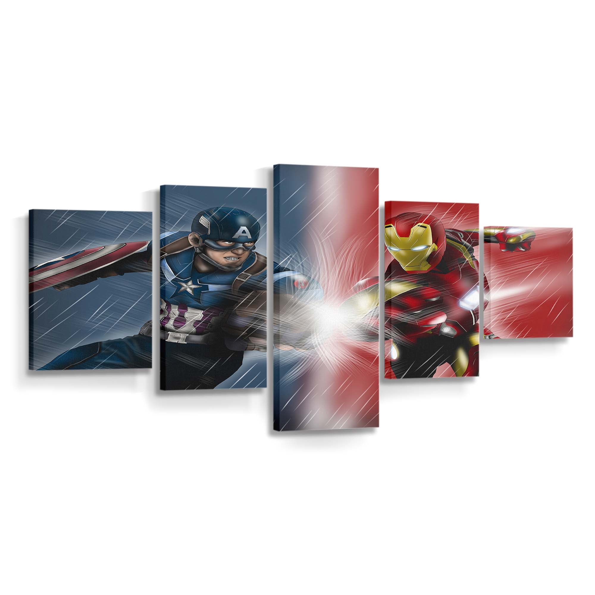 Captain Amerika und Eisenmann Kunstwerk Leinwandbild - Marvel Wanddeko