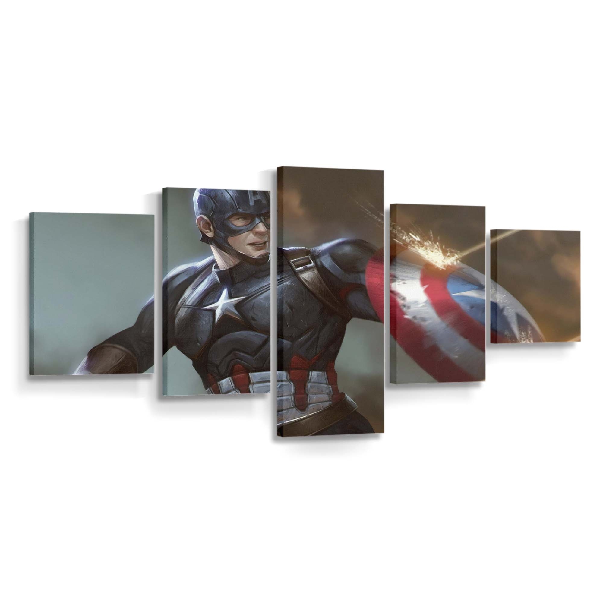 Captain Amerika und Schild Leinwandbild - Marvel Wanddeko