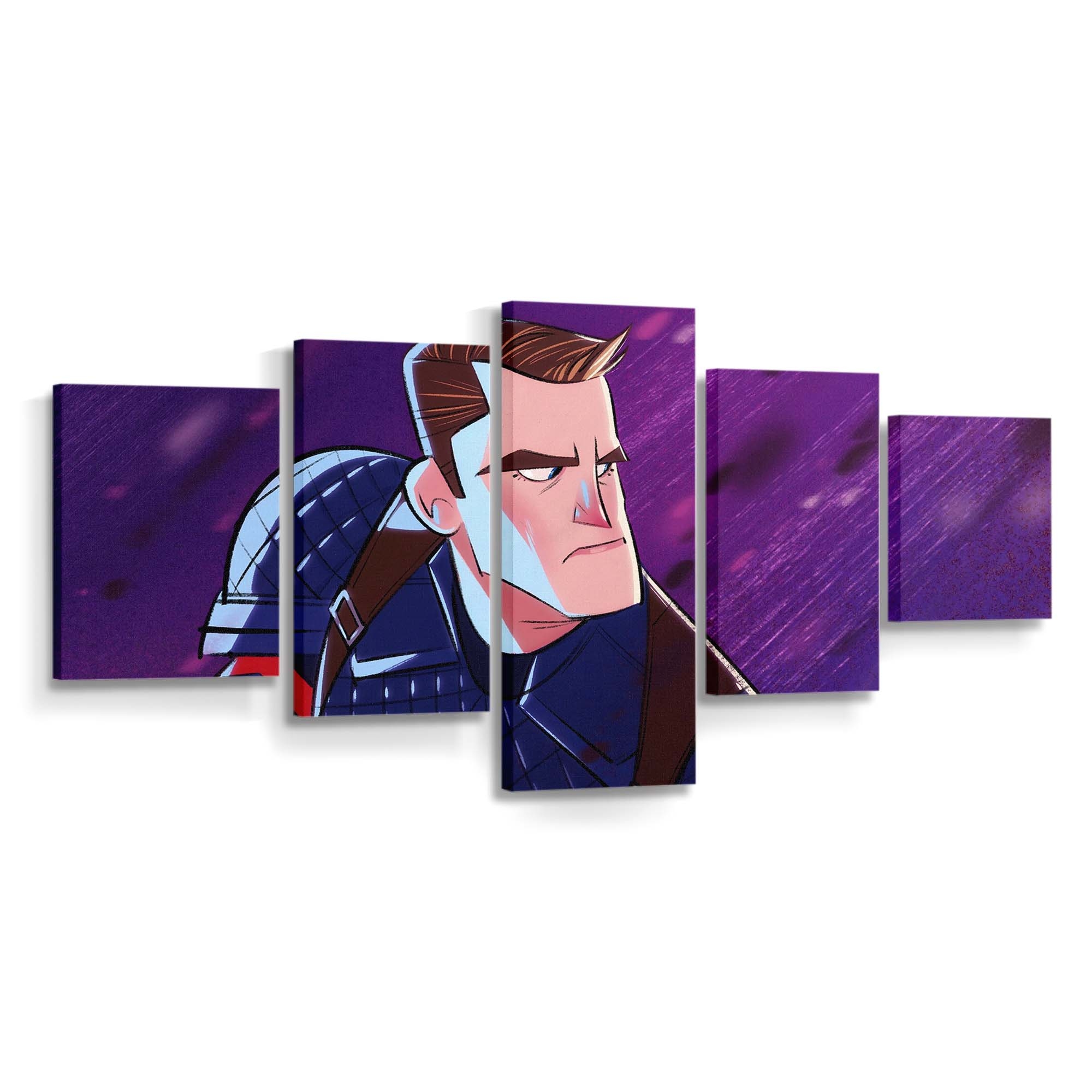 Captain Amerika Cartoonische Kunst Leinwandbild - Marvel Wanddeko