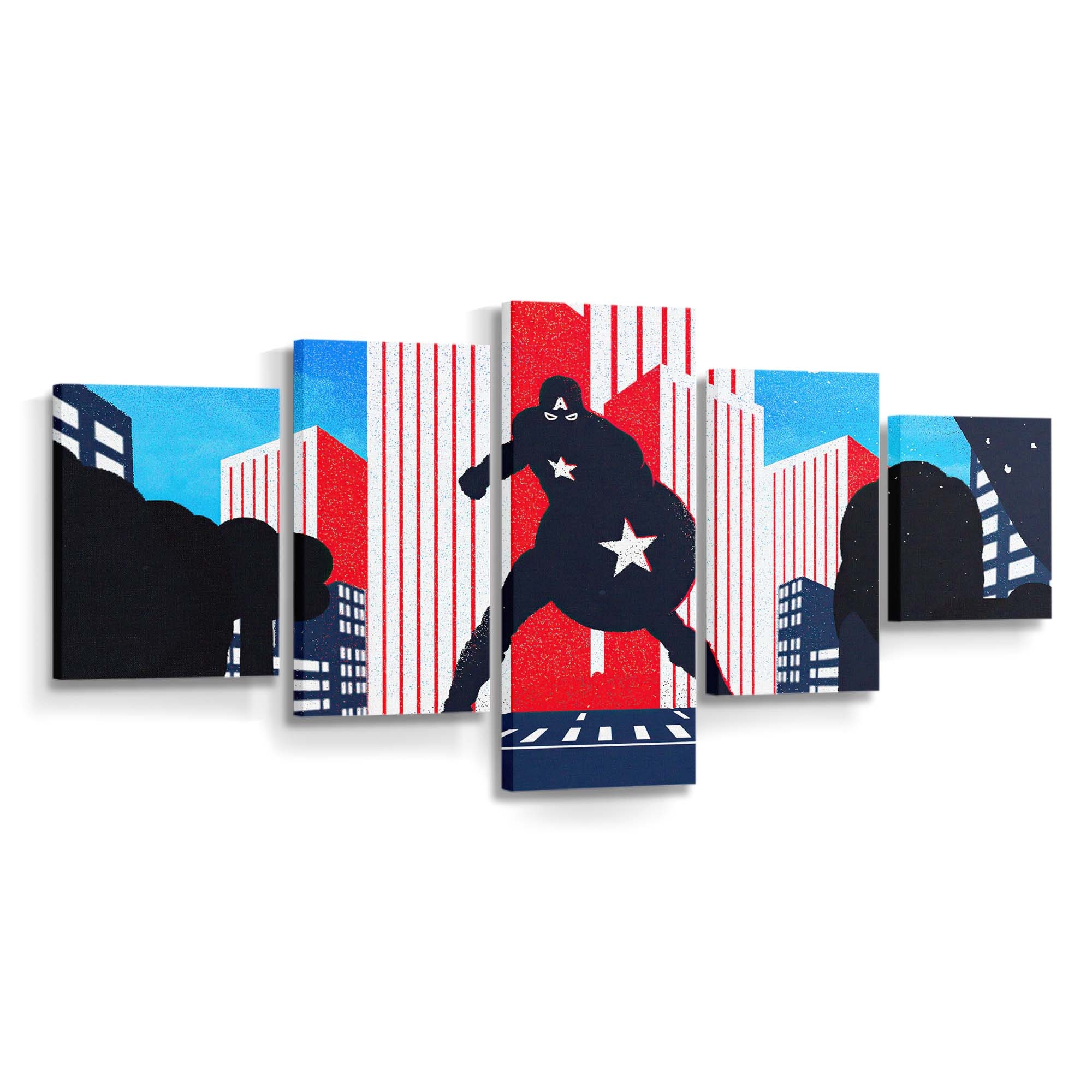 Captain Amerika Stadtlärm Minimal Leinwandbild - Marvel Wanddeko
