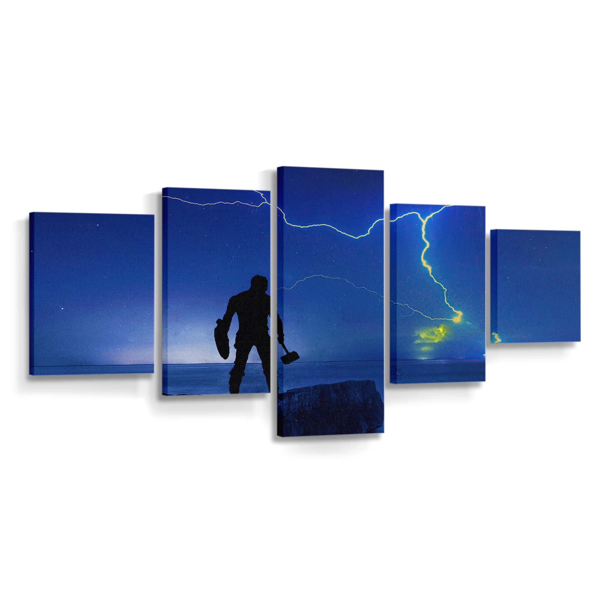 Captain Amerika Matte Lightning Leinwandbild - Marvel Wanddeko