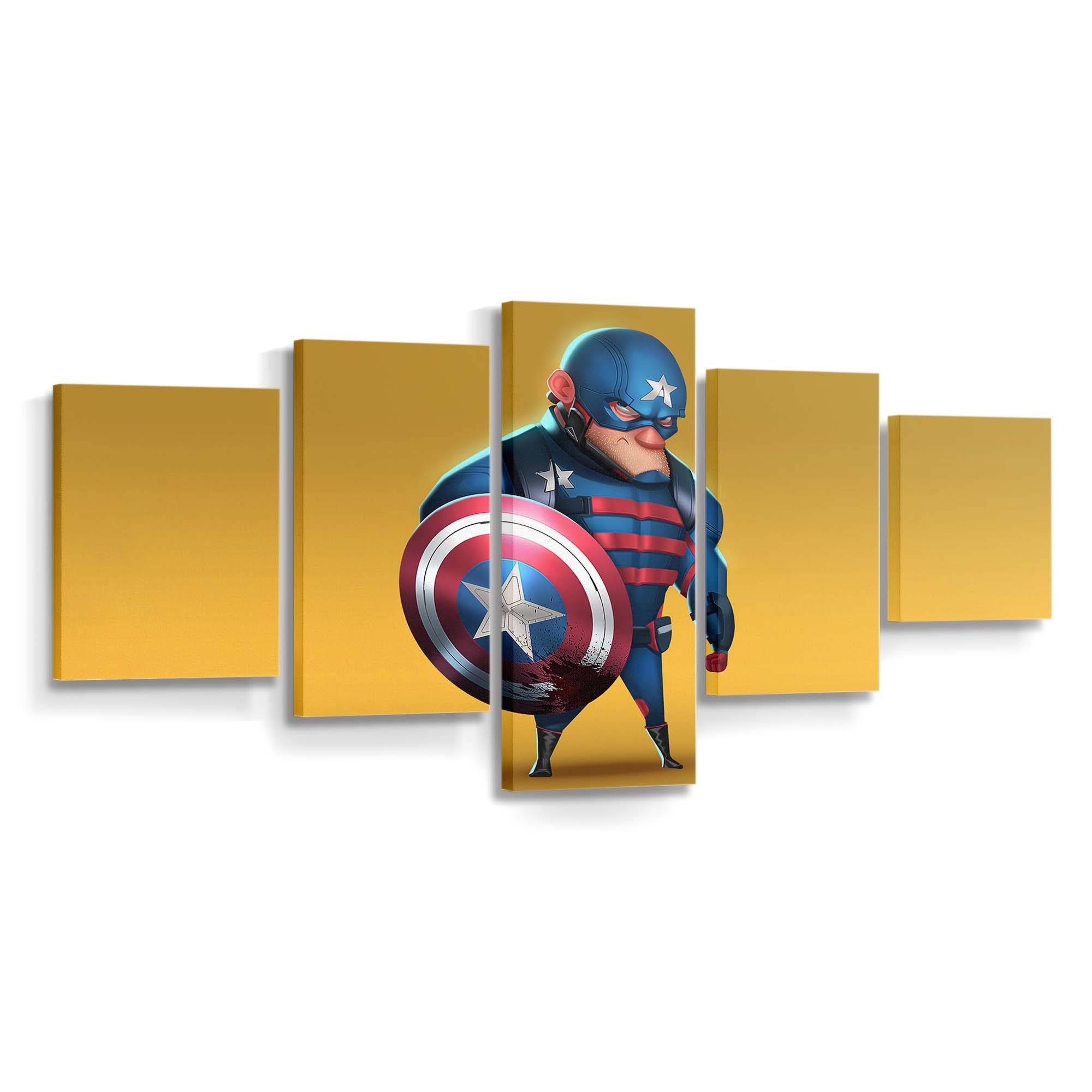 Captain America Minimal Cartoon Kunst Leinwandbild - Marvel Wanddeko