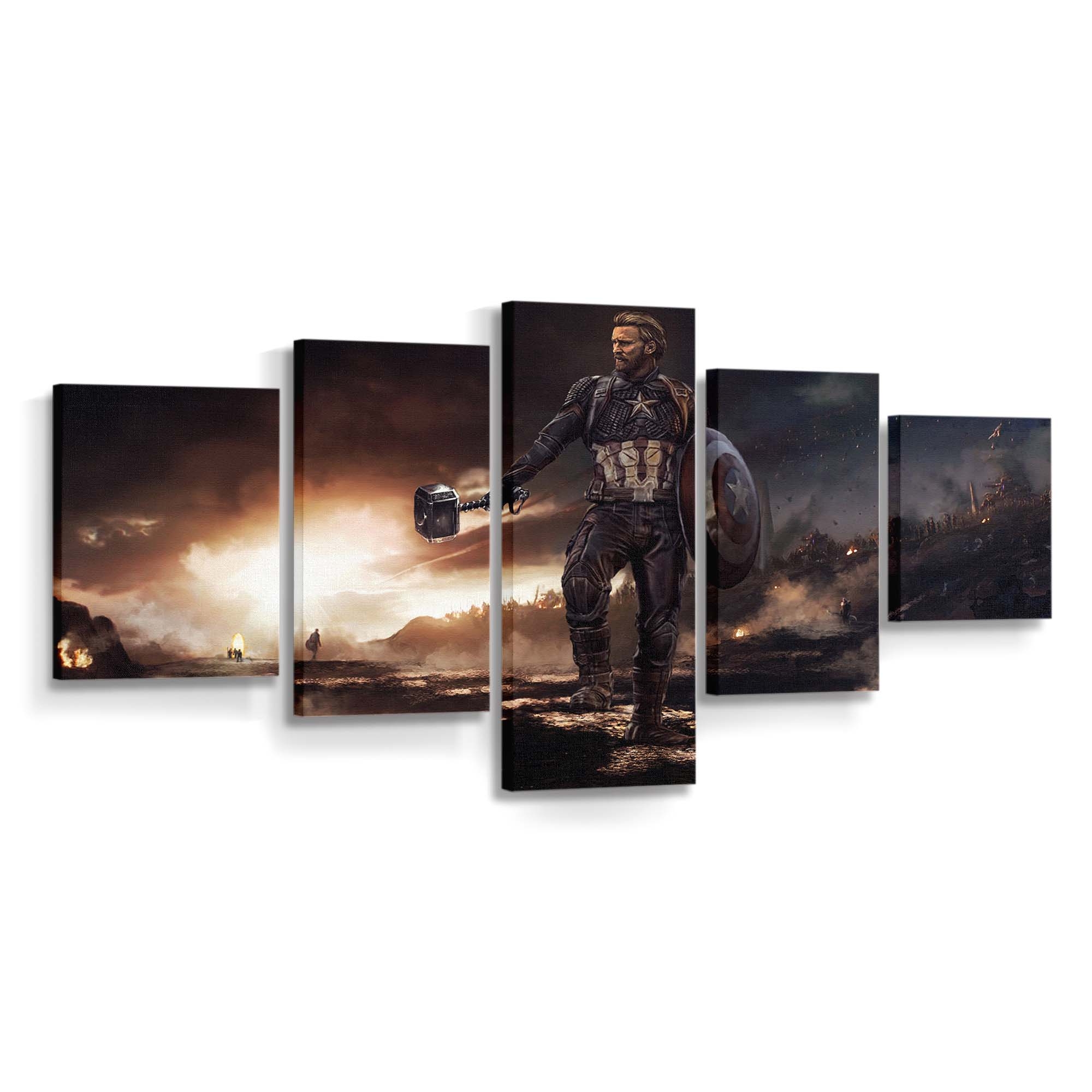 Captain Amerika Mjolnir und Schild 2020 Leinwandbild - Marvel Wanddeko