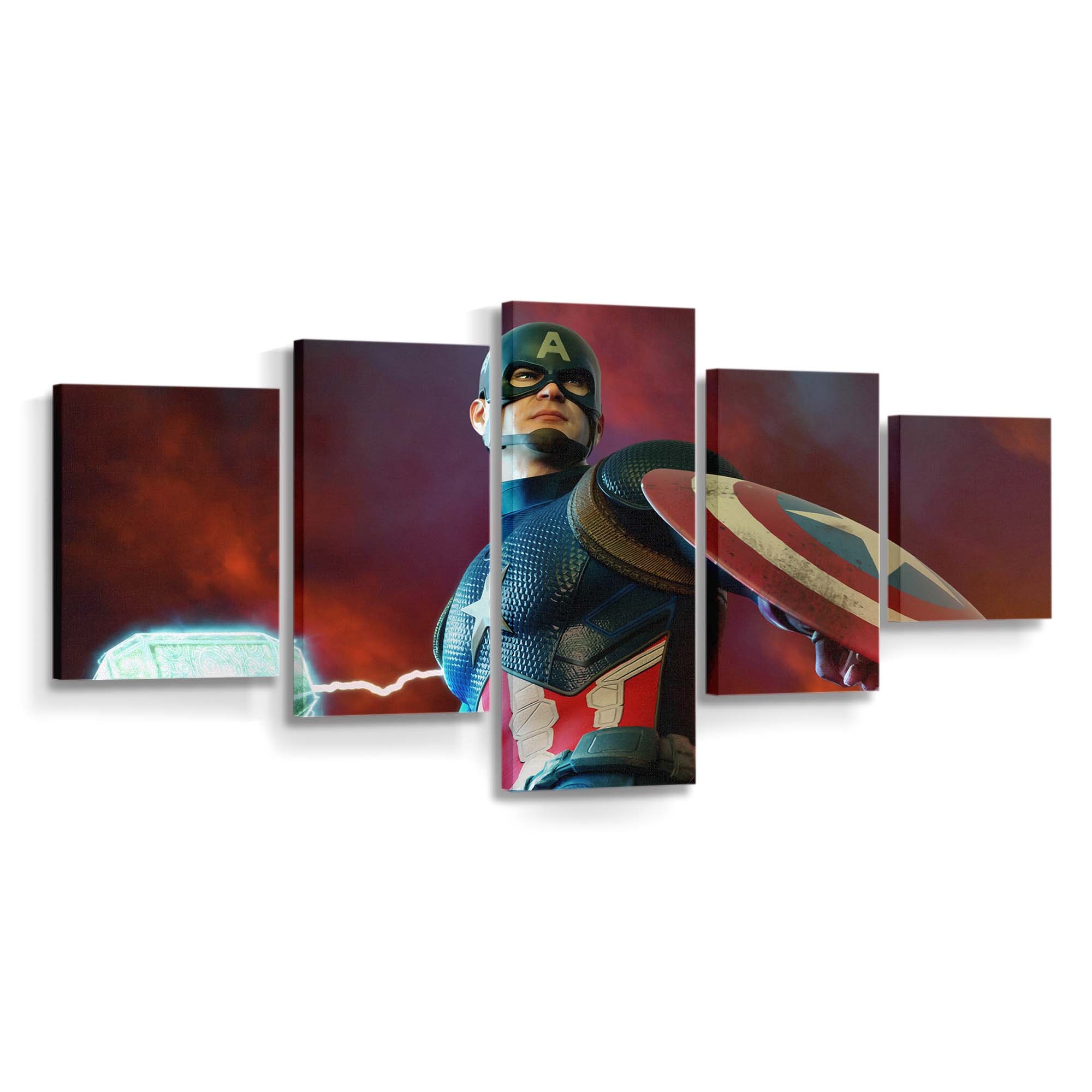 Captain Amerika Mjolnir und Schild Leinwandbild - Marvel Wanddeko