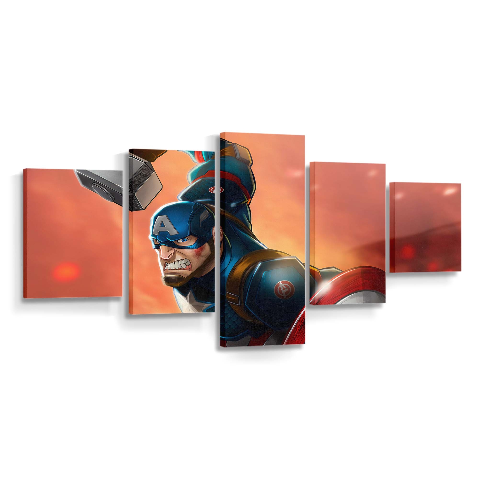 Captain Amerika Mjolnir Kunst Hd Leinwandbild - Marvel Wanddeko