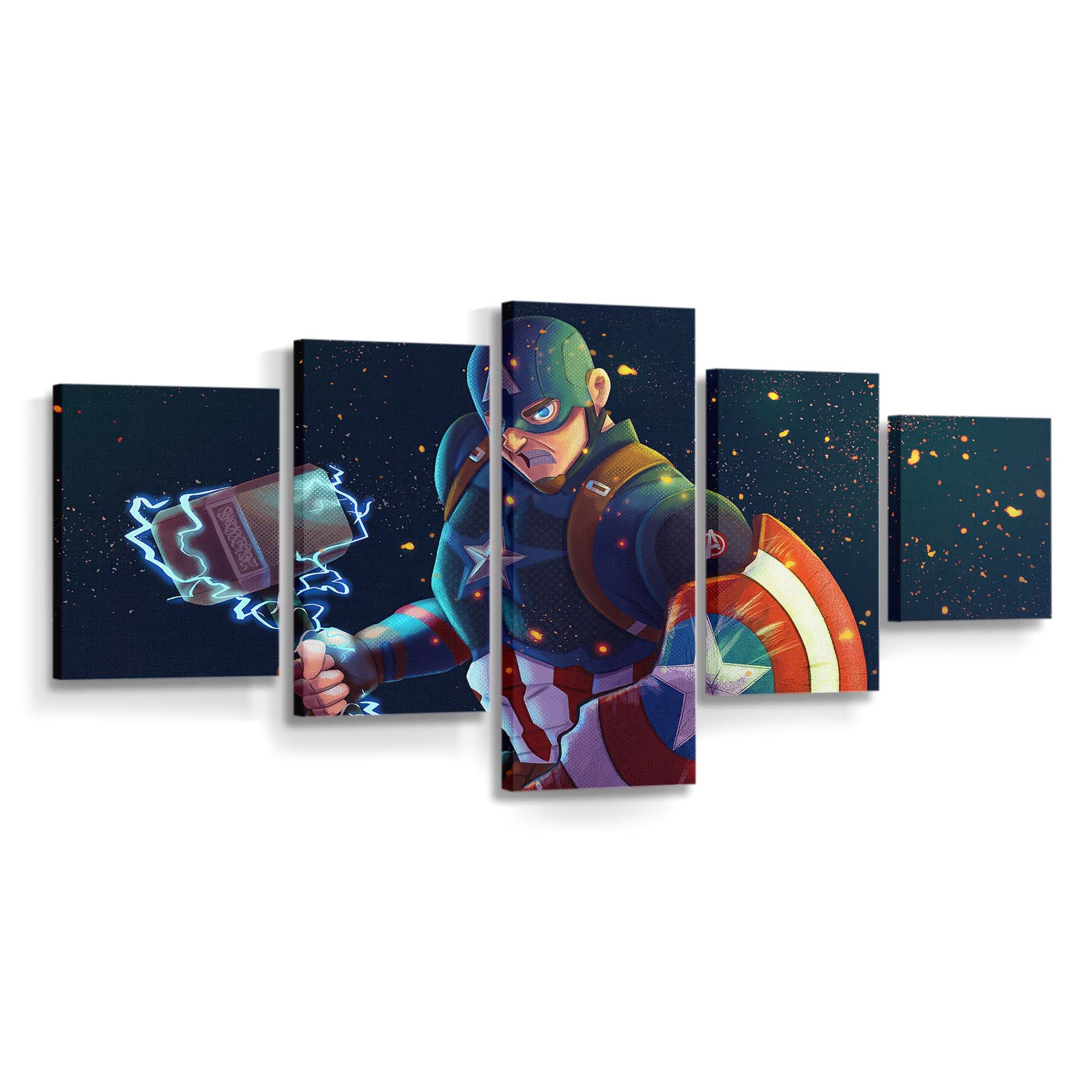 Captain Amerika Mjolnir Kunstwerk 2020 Leinwandbild - Marvel Wanddeko