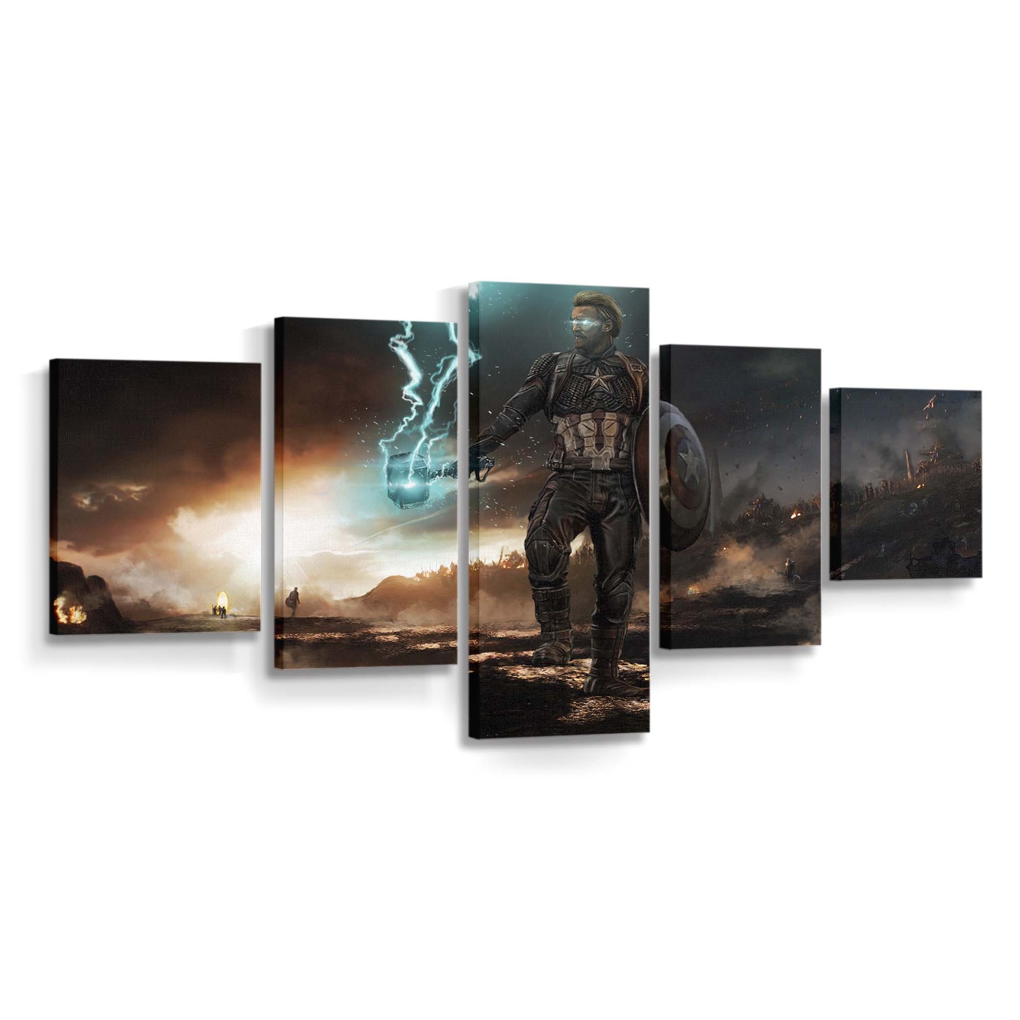 Captain Amerika Mjolnir Donner und Schild 2020 Leinwandbild - Marvel Wanddeko