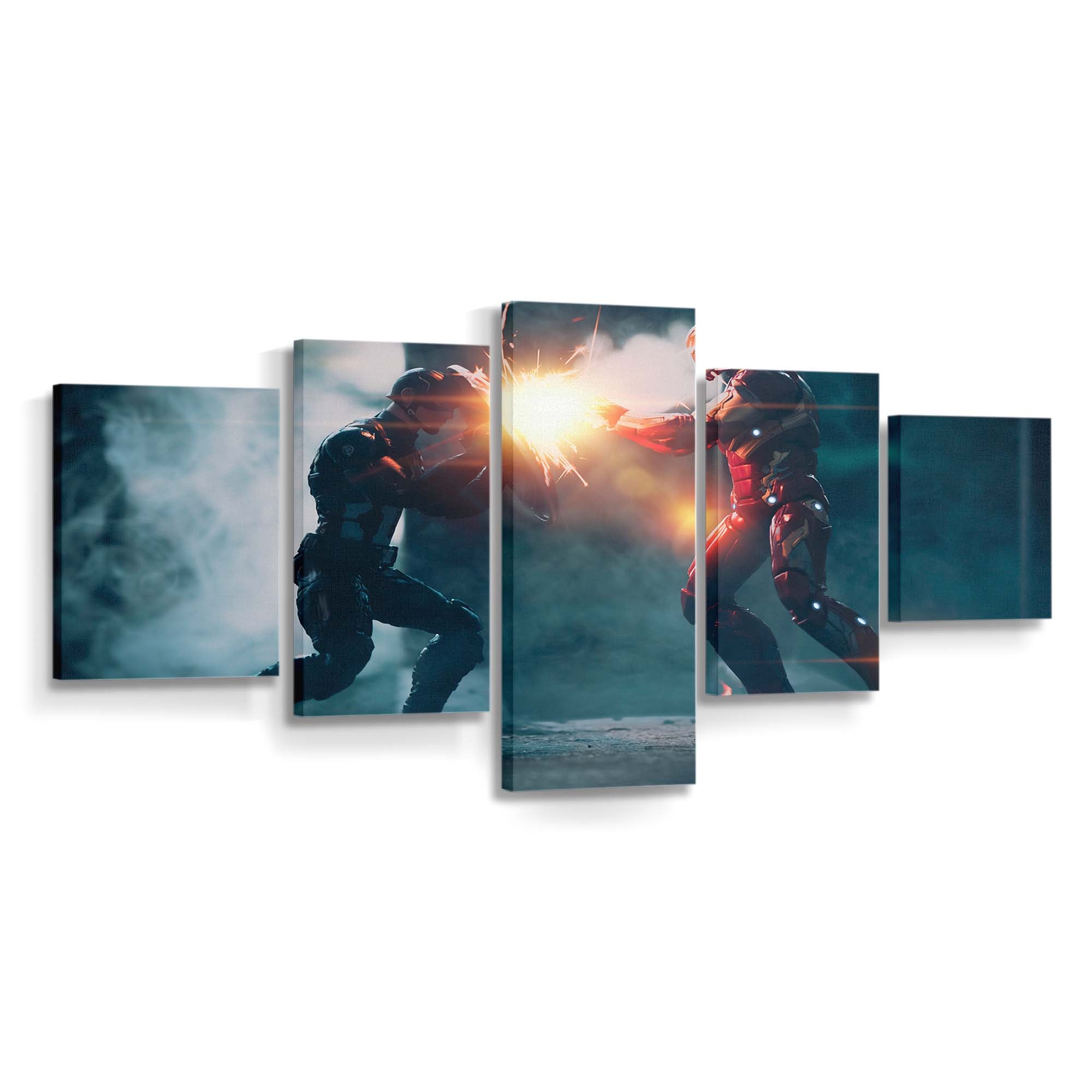 Captain Amerika gegen Eisenmann Kunstwerk P Leinwandbild - Marvel Wanddeko