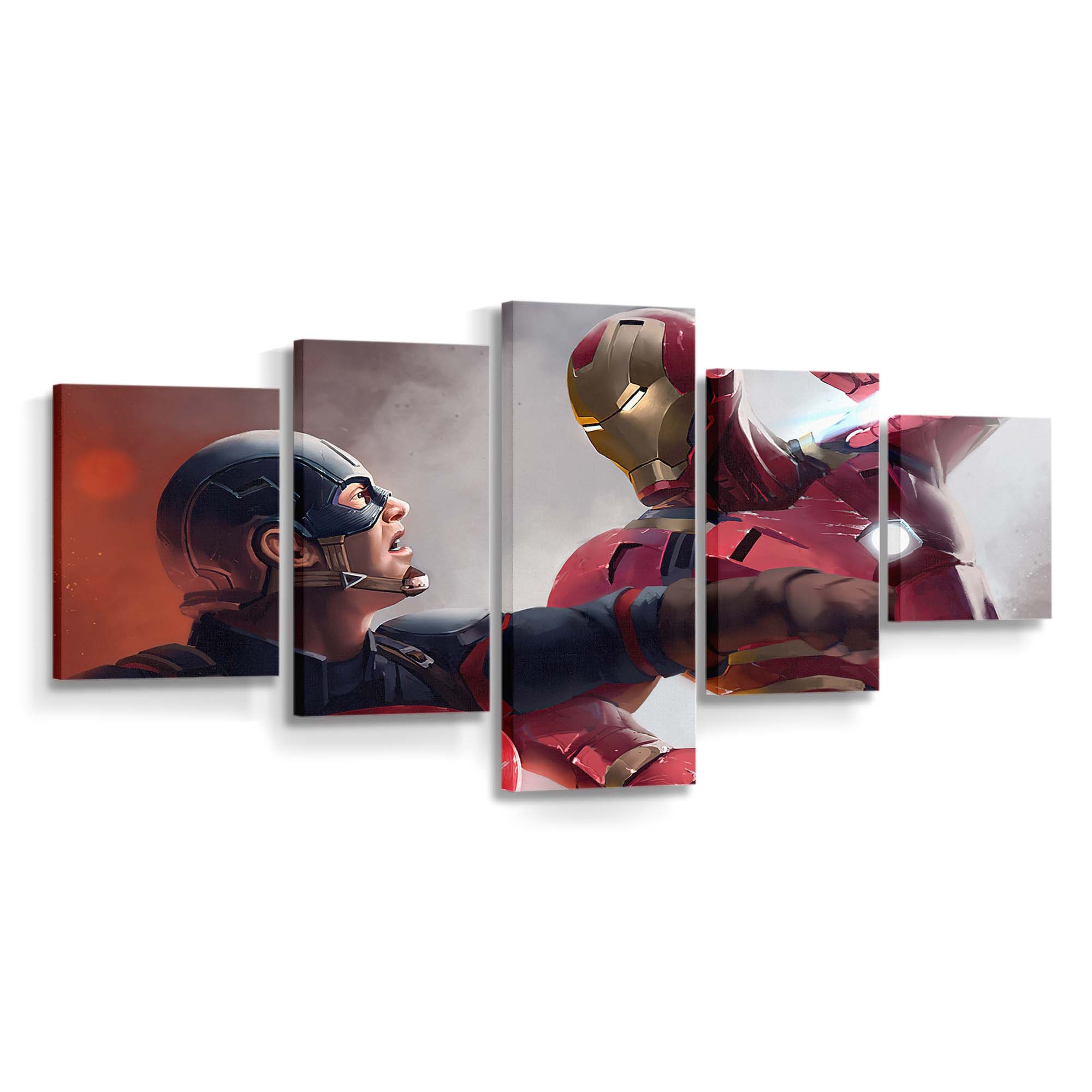 Captain America Vs Iron Man Bürgerkrieg Kunst Leinwandbild - Marvel Wanddeko
