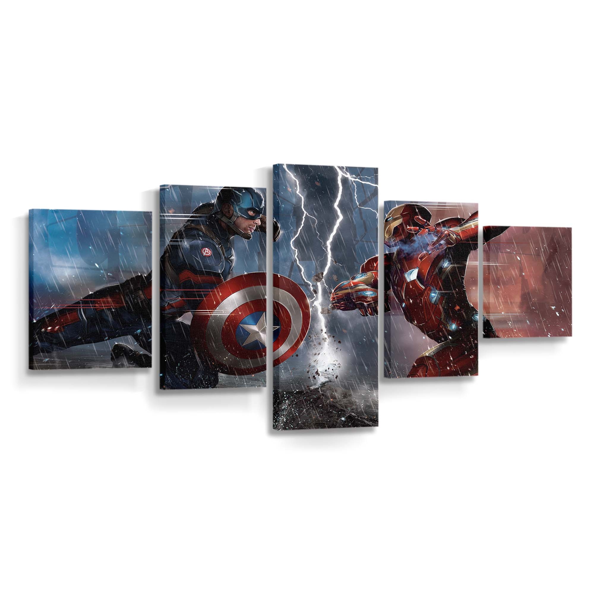 Captain Amerika gegen Eisenmann Comic Leinwandbild - Marvel Wanddeko