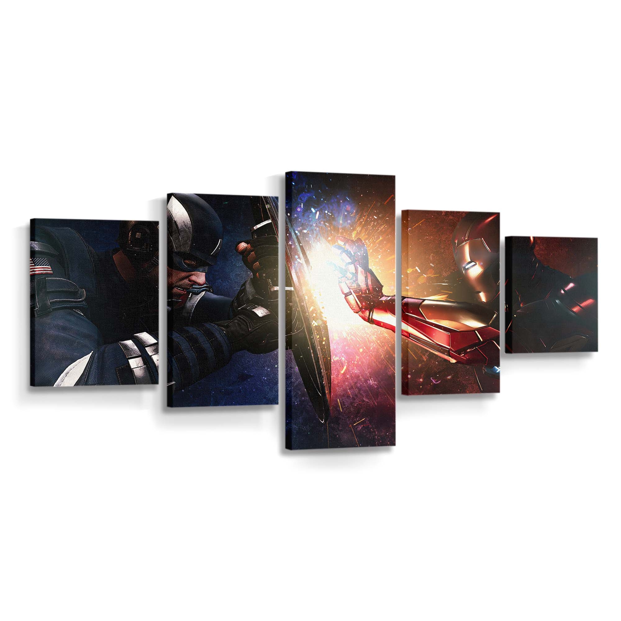 Captain Amerika gegen Eisenmann Kampf Leinwandbild - Marvel Wanddeko