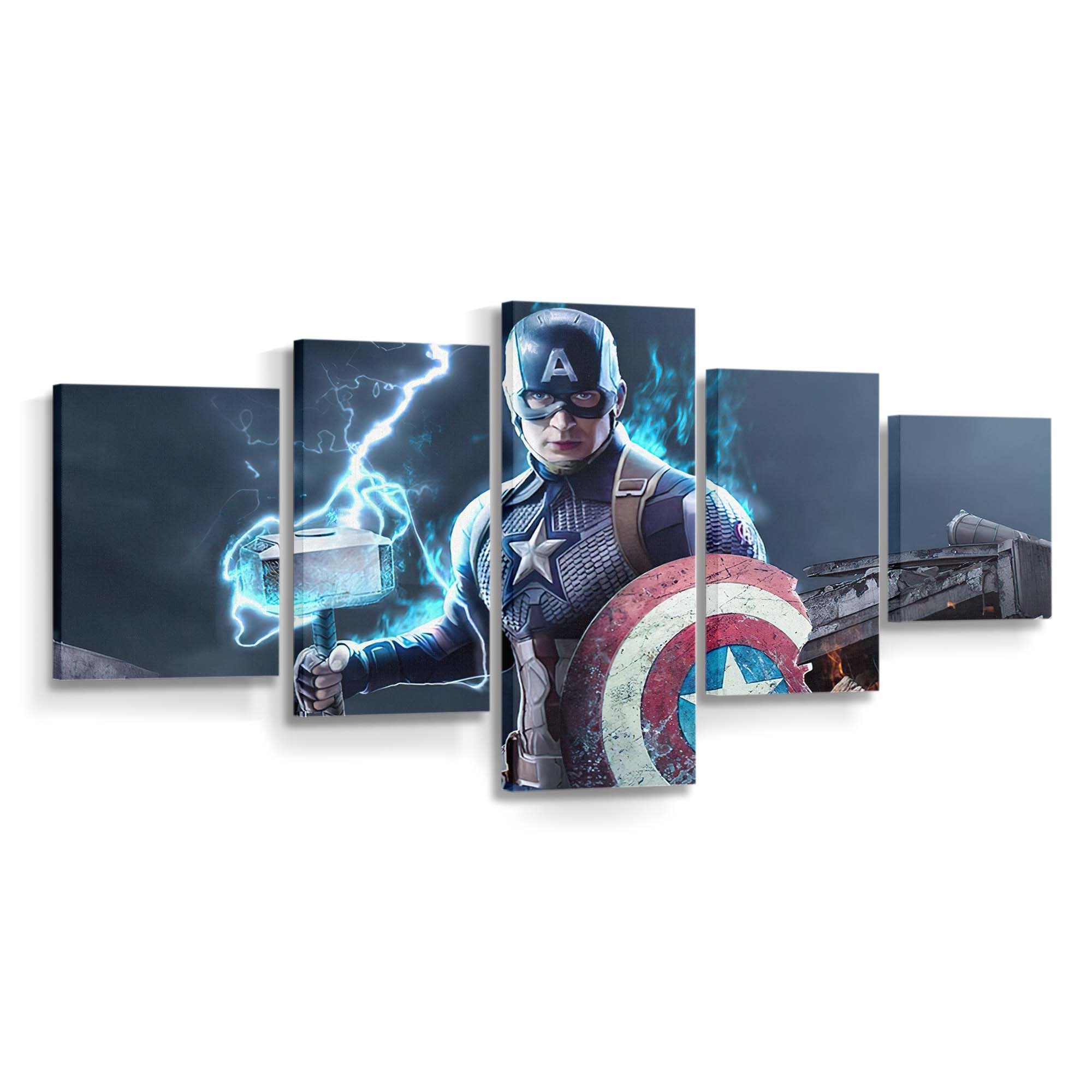 Captain Amerika mit zerbrochenem Schild Leinwandbild - Marvel Wanddeko