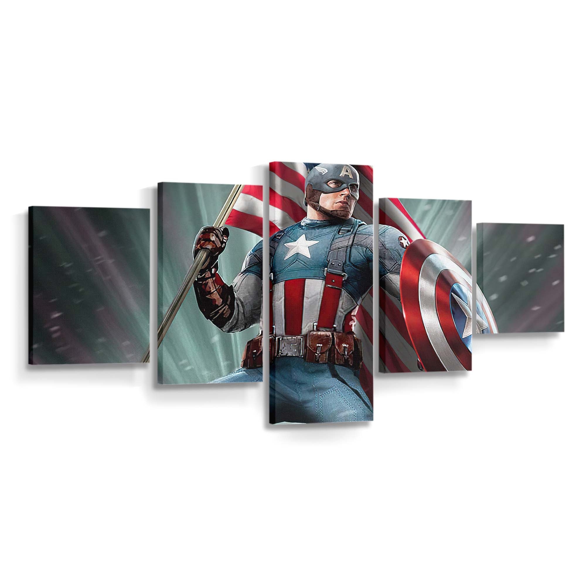 Captain Amerika mit Flagge Leinwandbild - Marvel Wanddeko