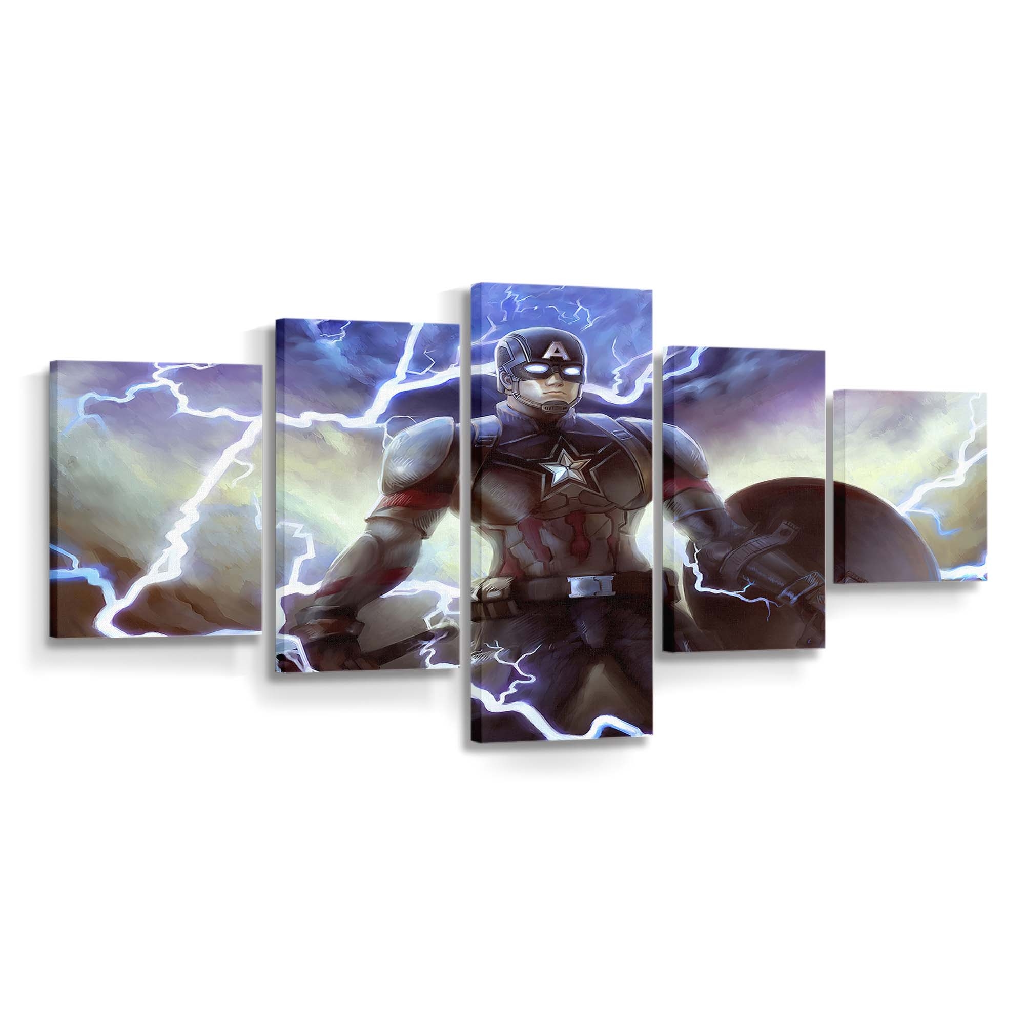 Captain America mit Mjolnir und Schild Leinwandbild - Marvel Wanddeko