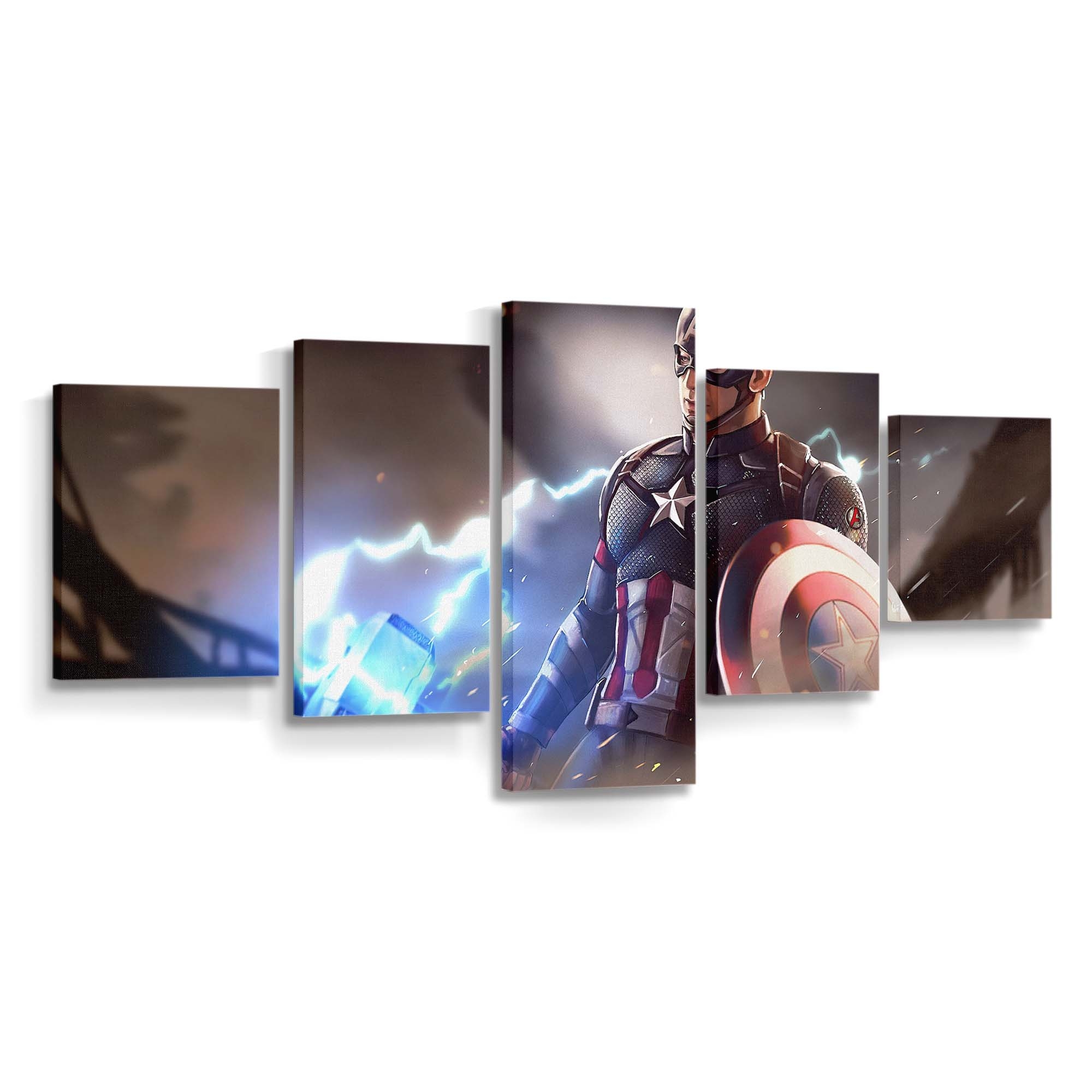 Captain Amerika mit Thors Hammer Leinwandbild - Marvel Wanddeko