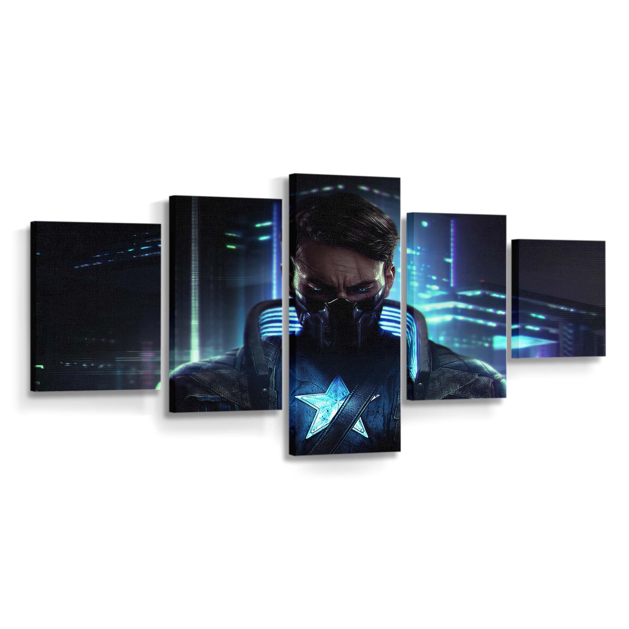 Captain Amerika X Cyberpunk Leinwandbild - Marvel Wanddeko