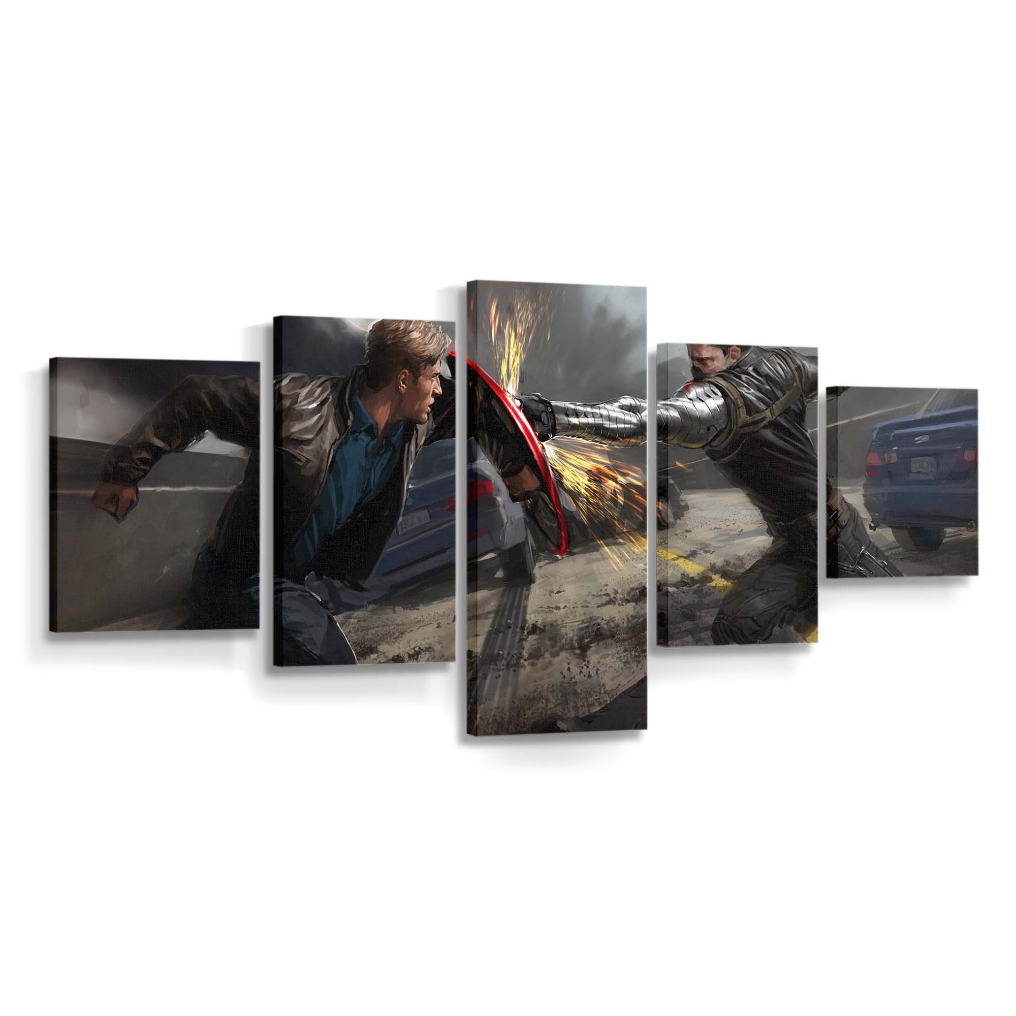 Steve Rogers und Winter Solider Kunstwerk Leinwandbild - Marvel Wanddeko