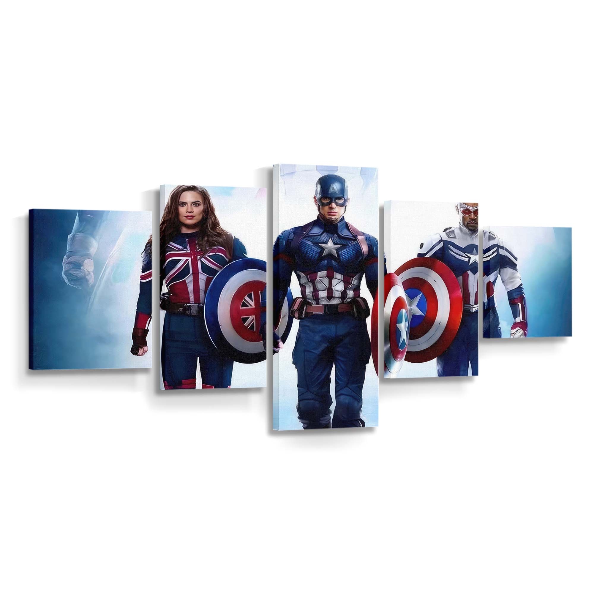 Drei vielseitige Captain America Heldentaten Leinwandbild - Marvel Wanddeko