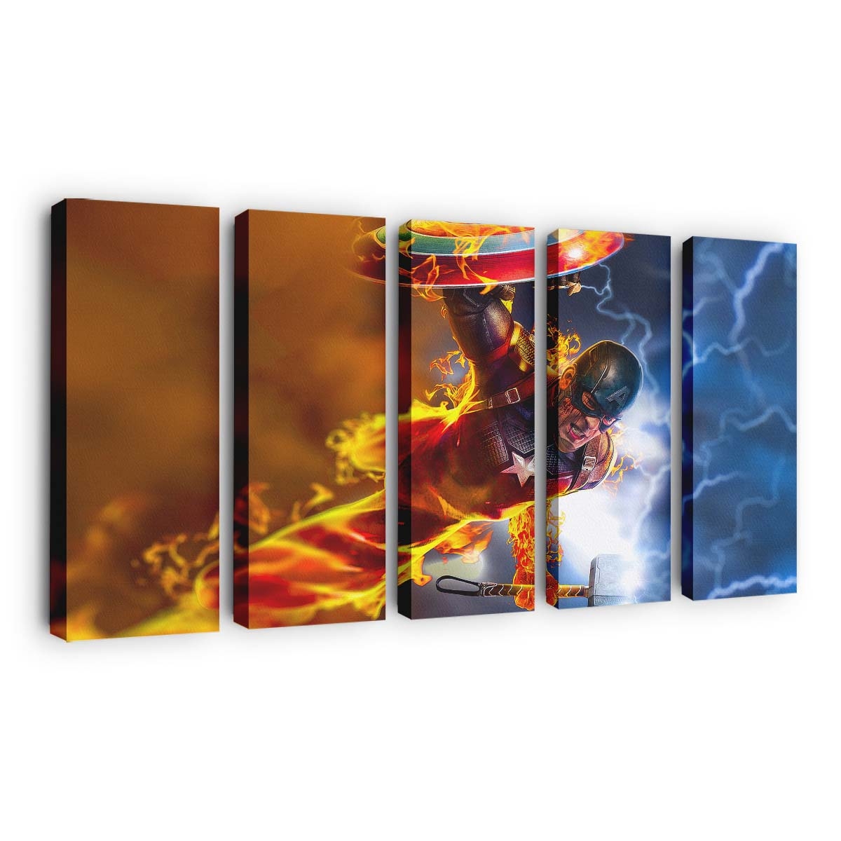 Captain Amerika Brennender Hammer Leinwandbild - Marvel Wanddeko